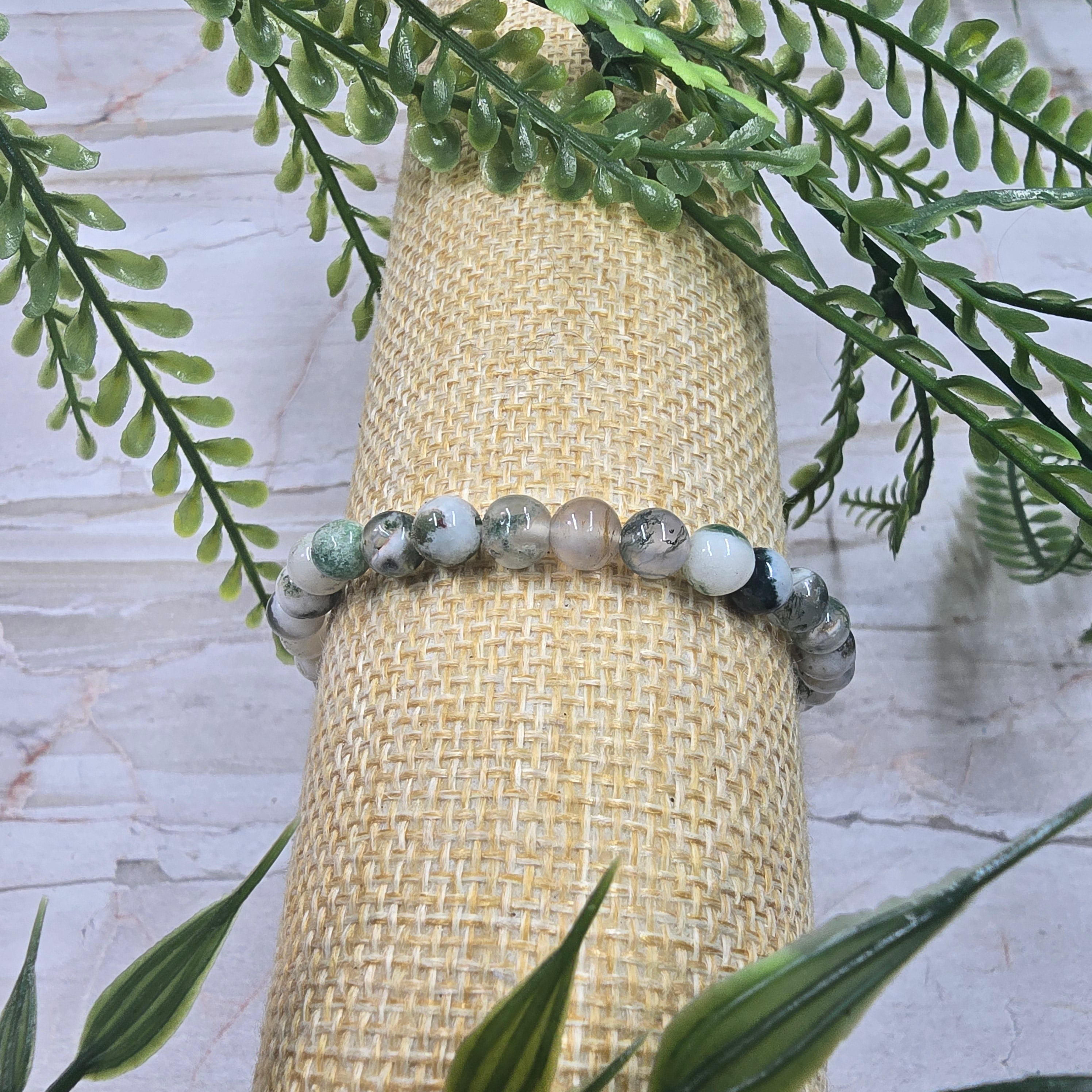 🌿 Bracelet élastique Agate Arbre 6 mm – ancrage & sérénité