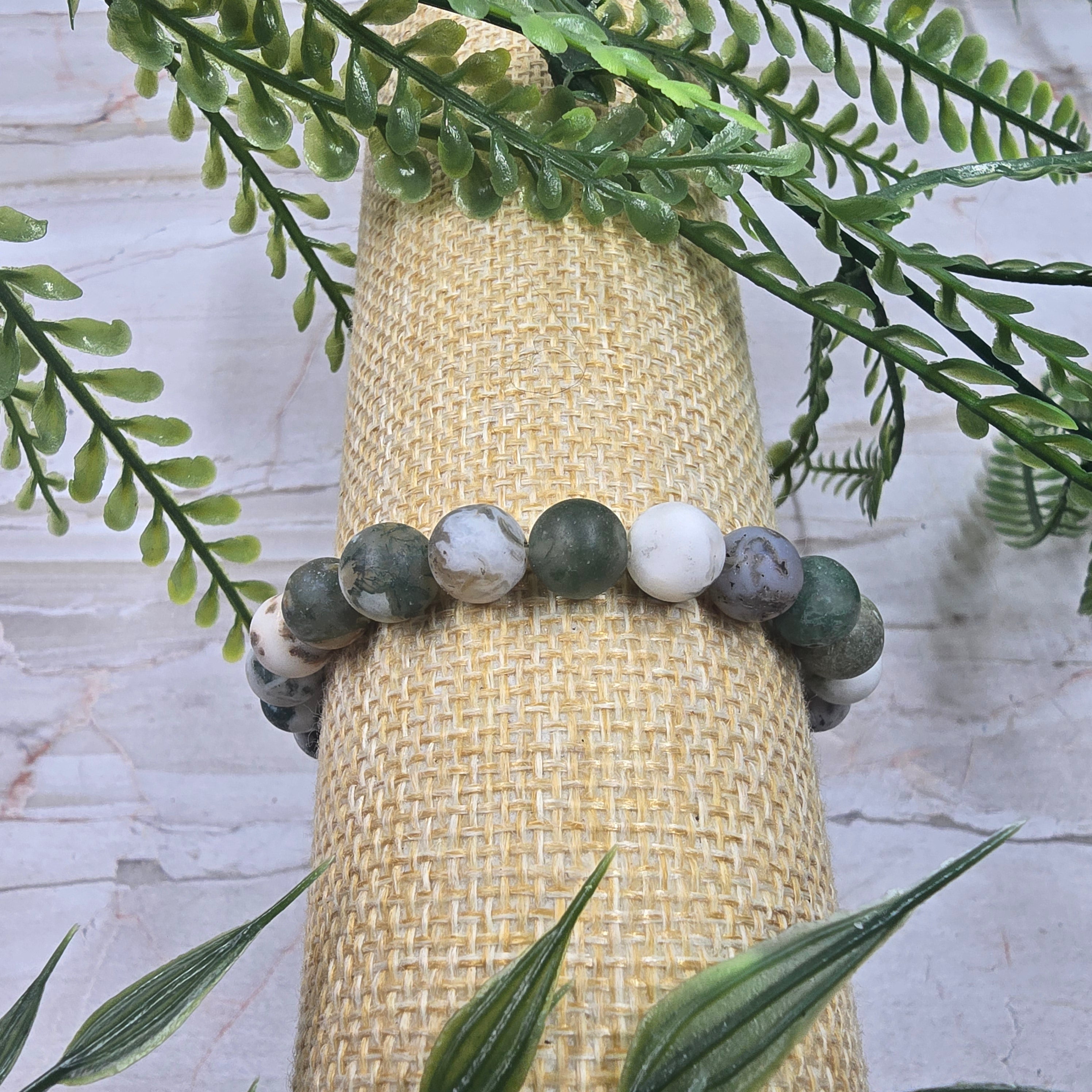 🌿 Bracelet élastique Agate Arbre 8 mm mat – ancrage & sérénité