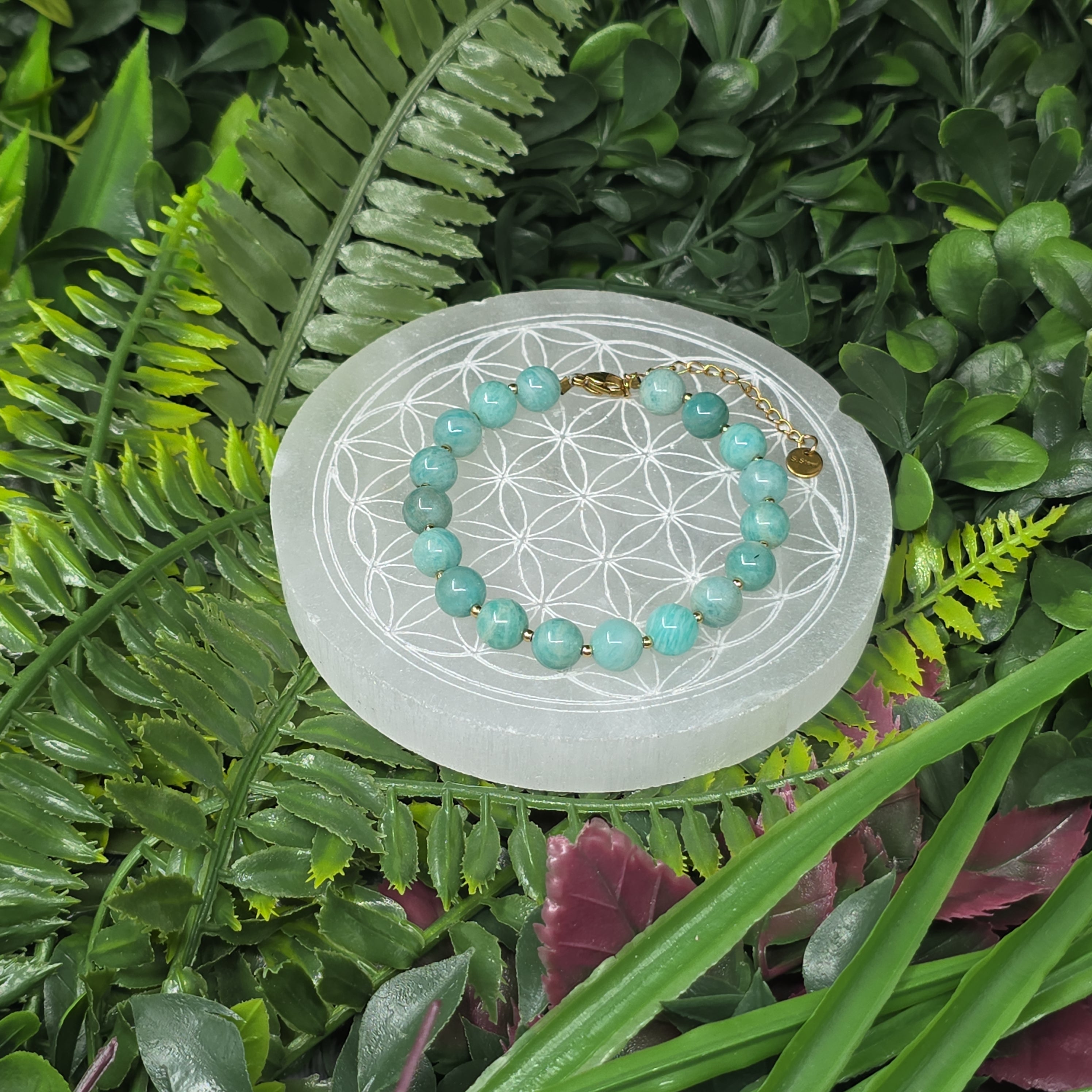 🌊 Bracelet ajustable Amazonite 8 mm – confiance & apaisement