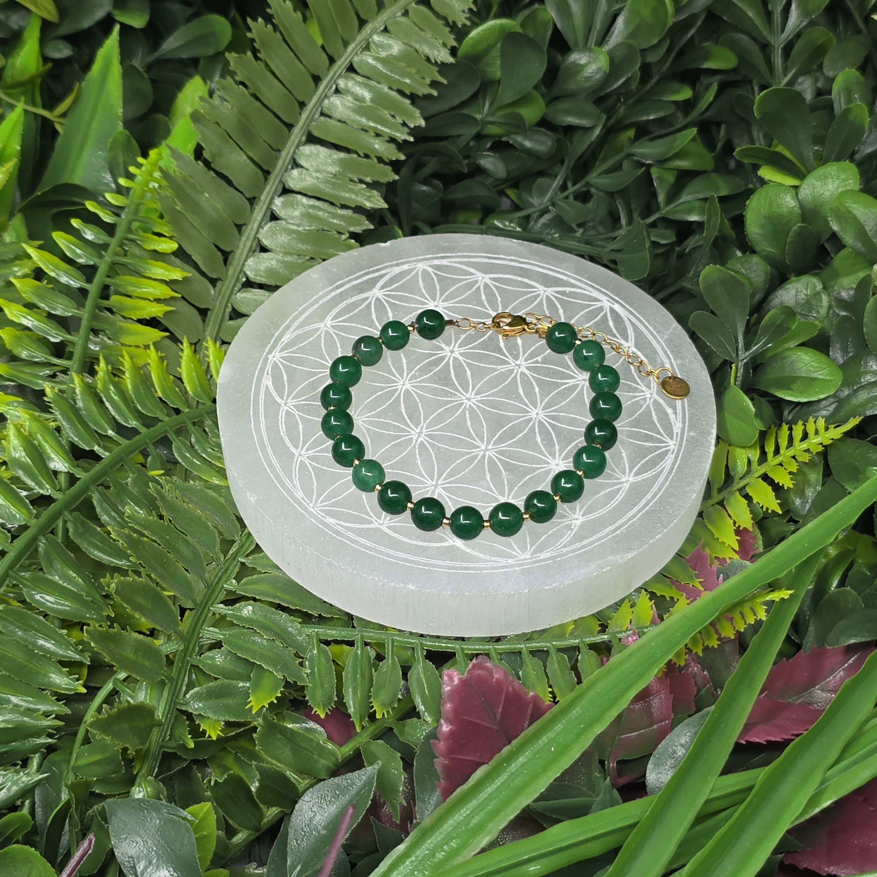 💚 Bracelet ajustable Aventurine Verte 6 mm – chance & harmonie