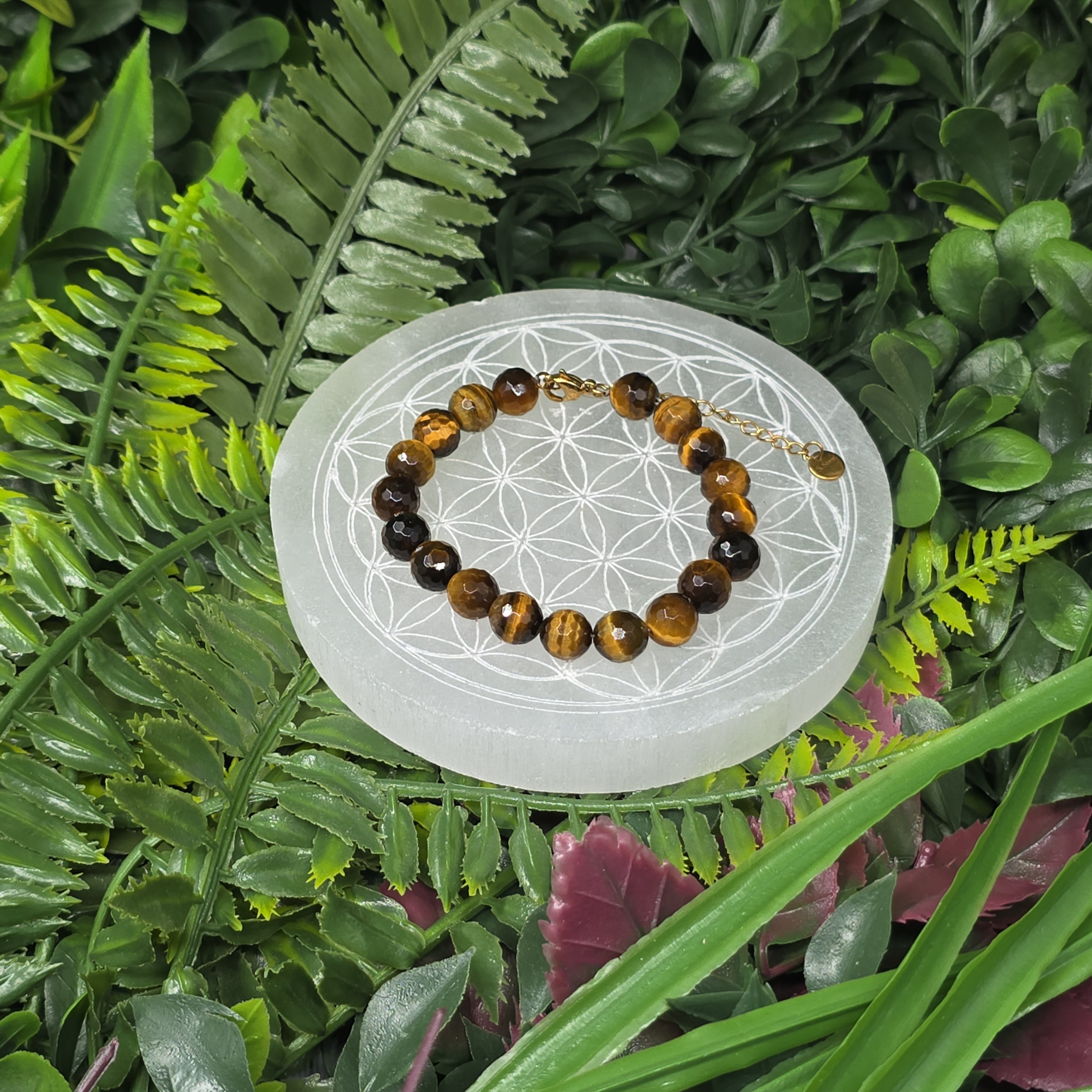 🐯 Bracelet ajustable Œil de Tigre 8 mm facetté – protection & confiance