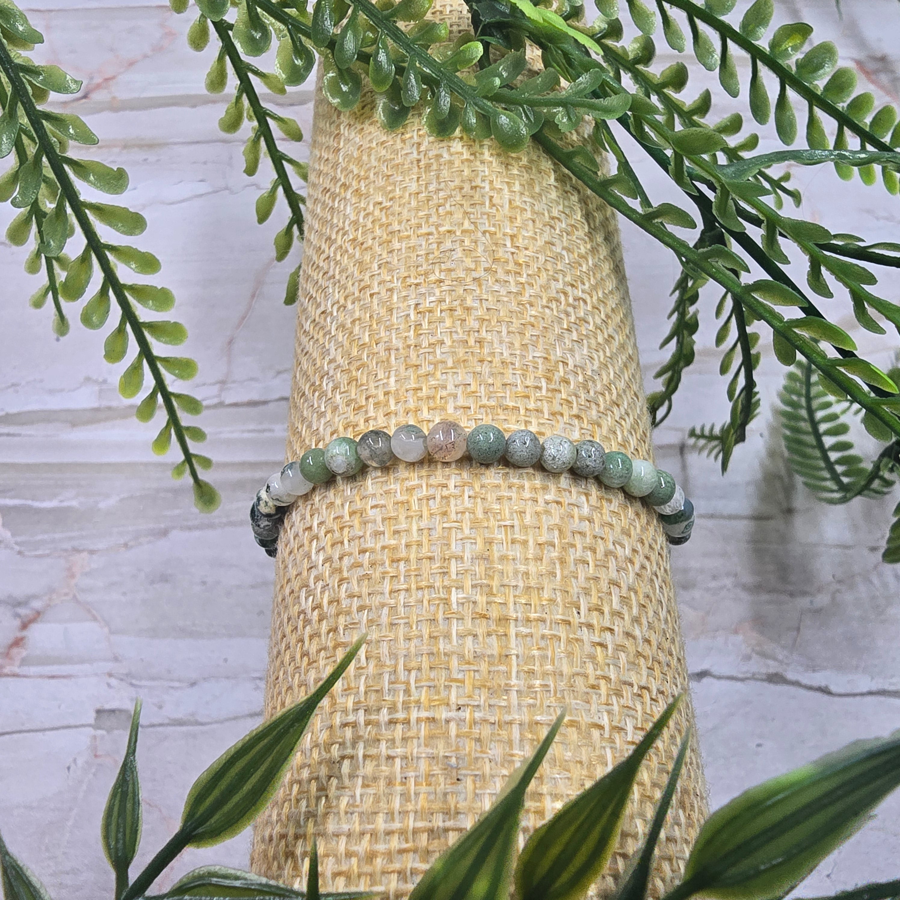 🌿 Bracelet élastique Agate Arbre 4 mm – ancrage & sérénité