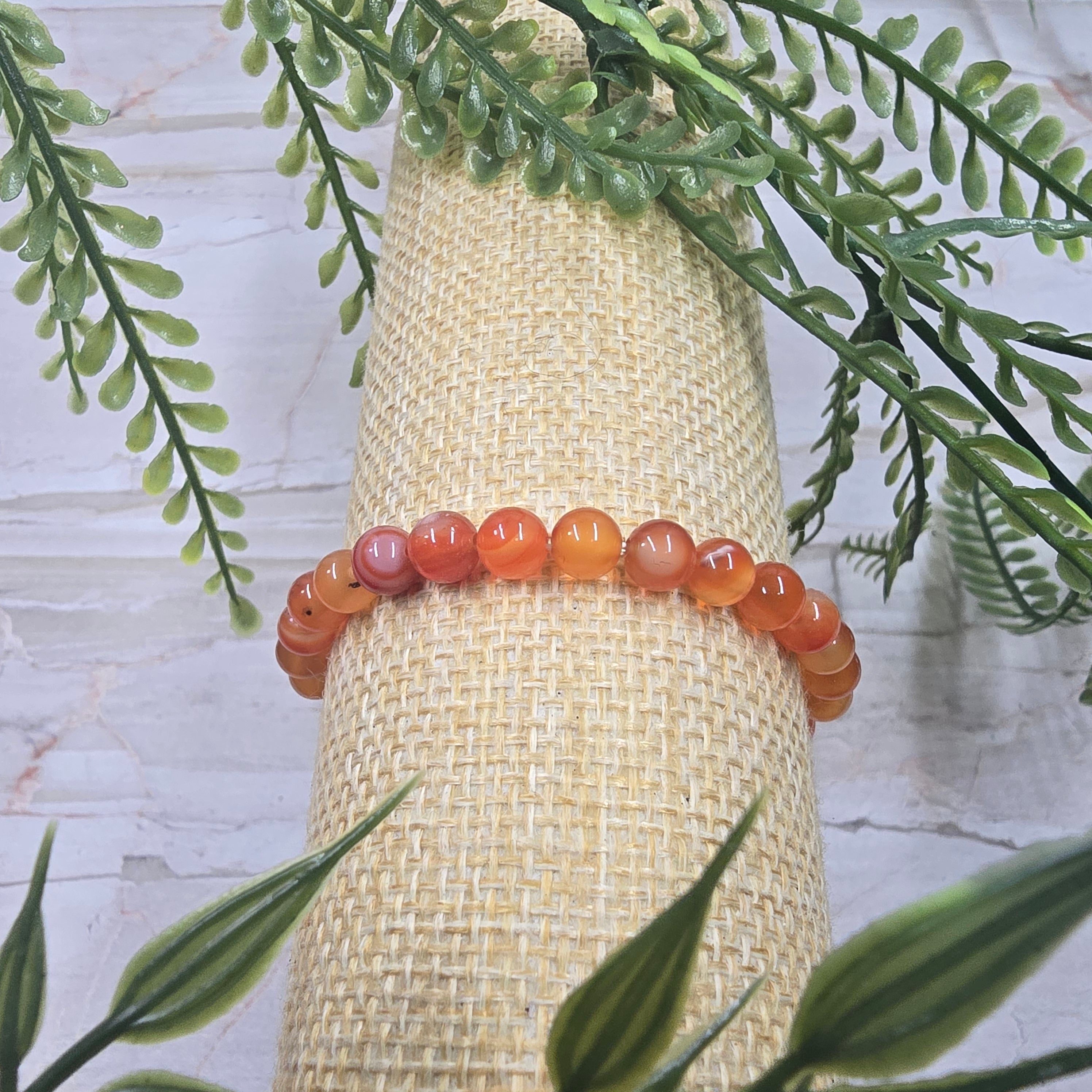 🔥 Bracelet élastique Cornaline 6 mm – vitalité & joie