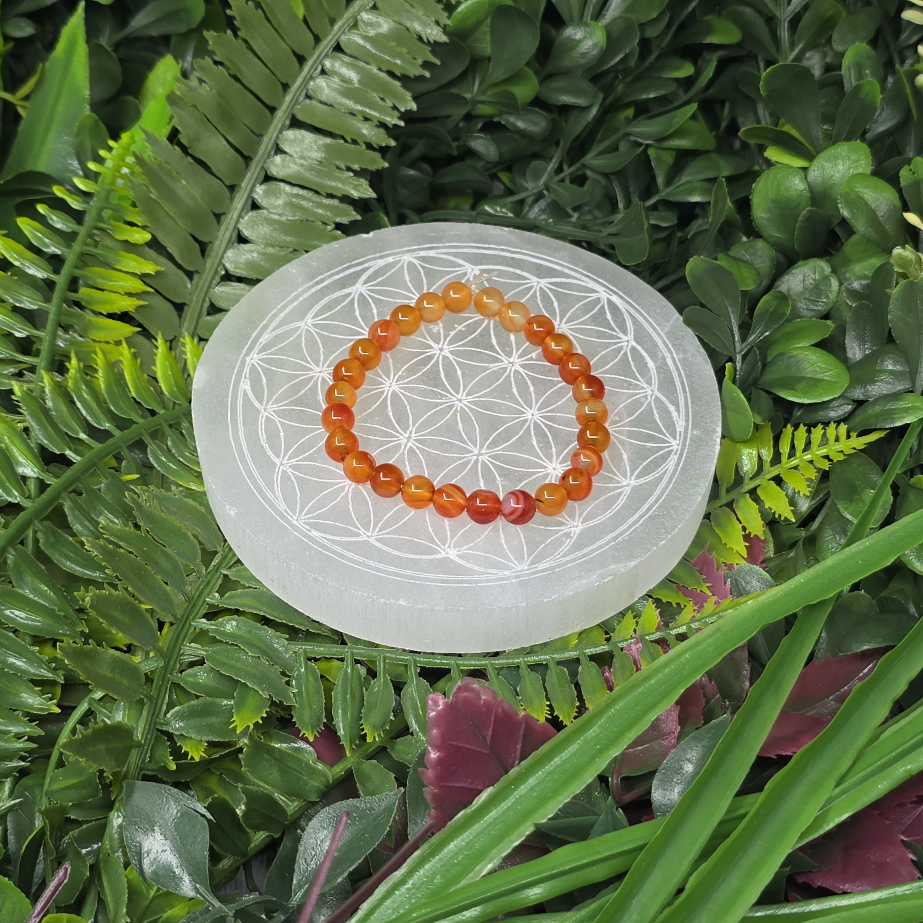 🔥 Bracelet élastique Cornaline 6 mm – vitalité & joie