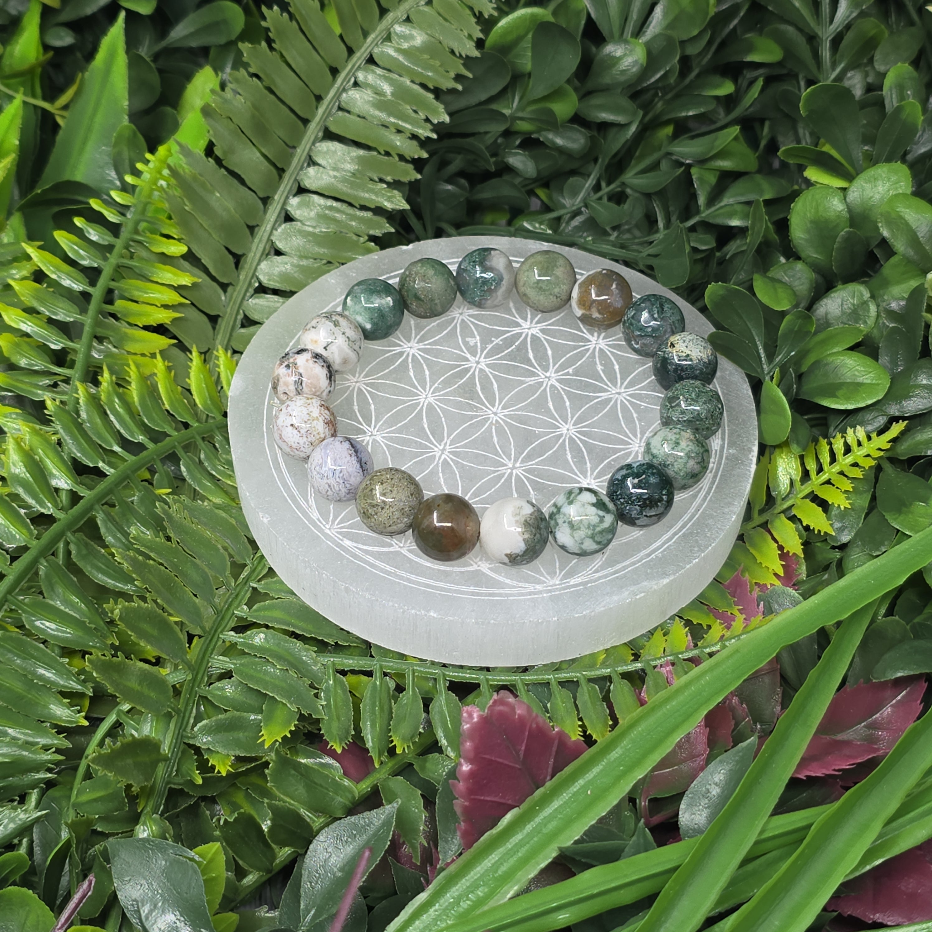 🌿 Bracelet élastique Agate Arbre 10 mm – ancrage & sérénité