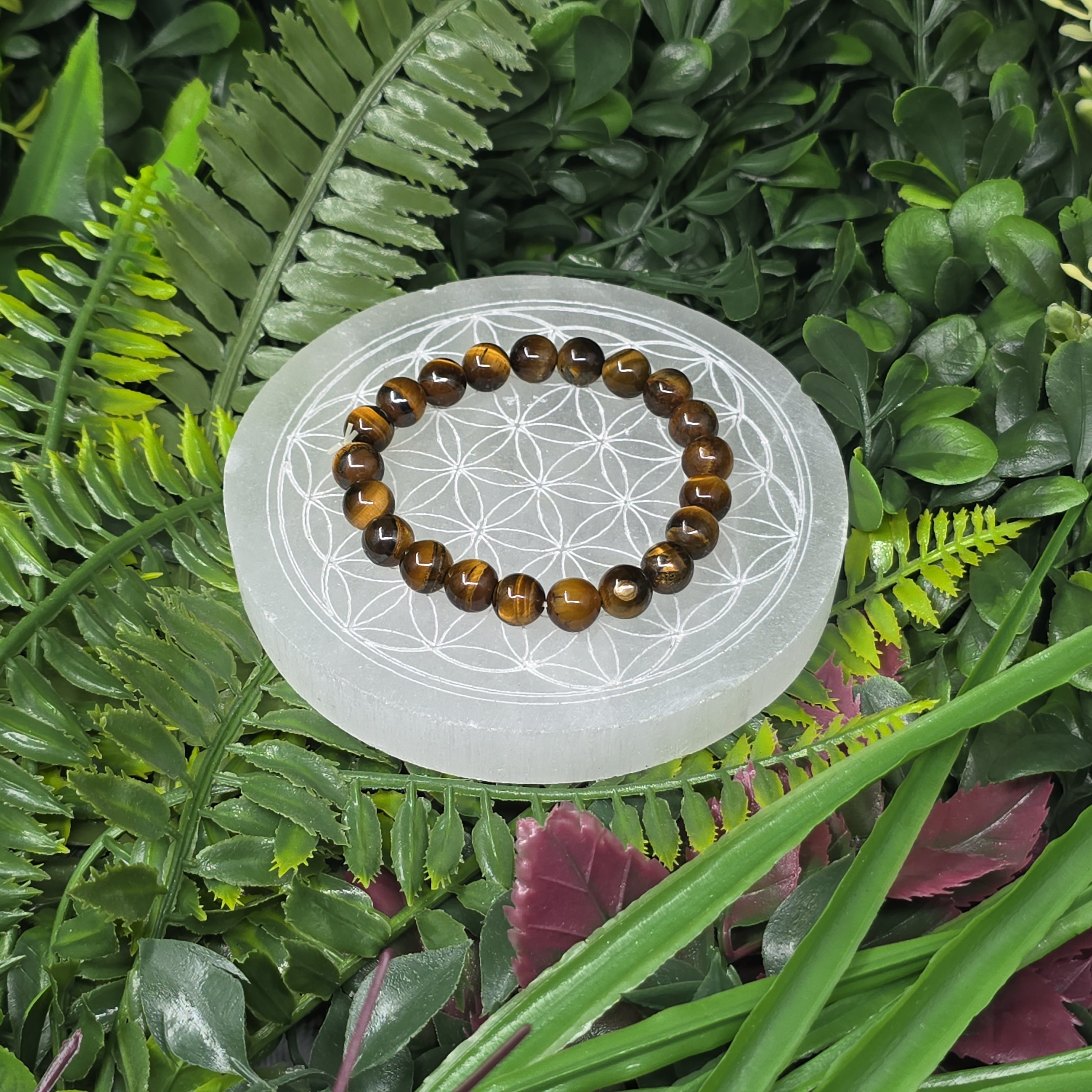 🐯 Bracelet élastique Œil de Tigre 8 mm – confiance & protection