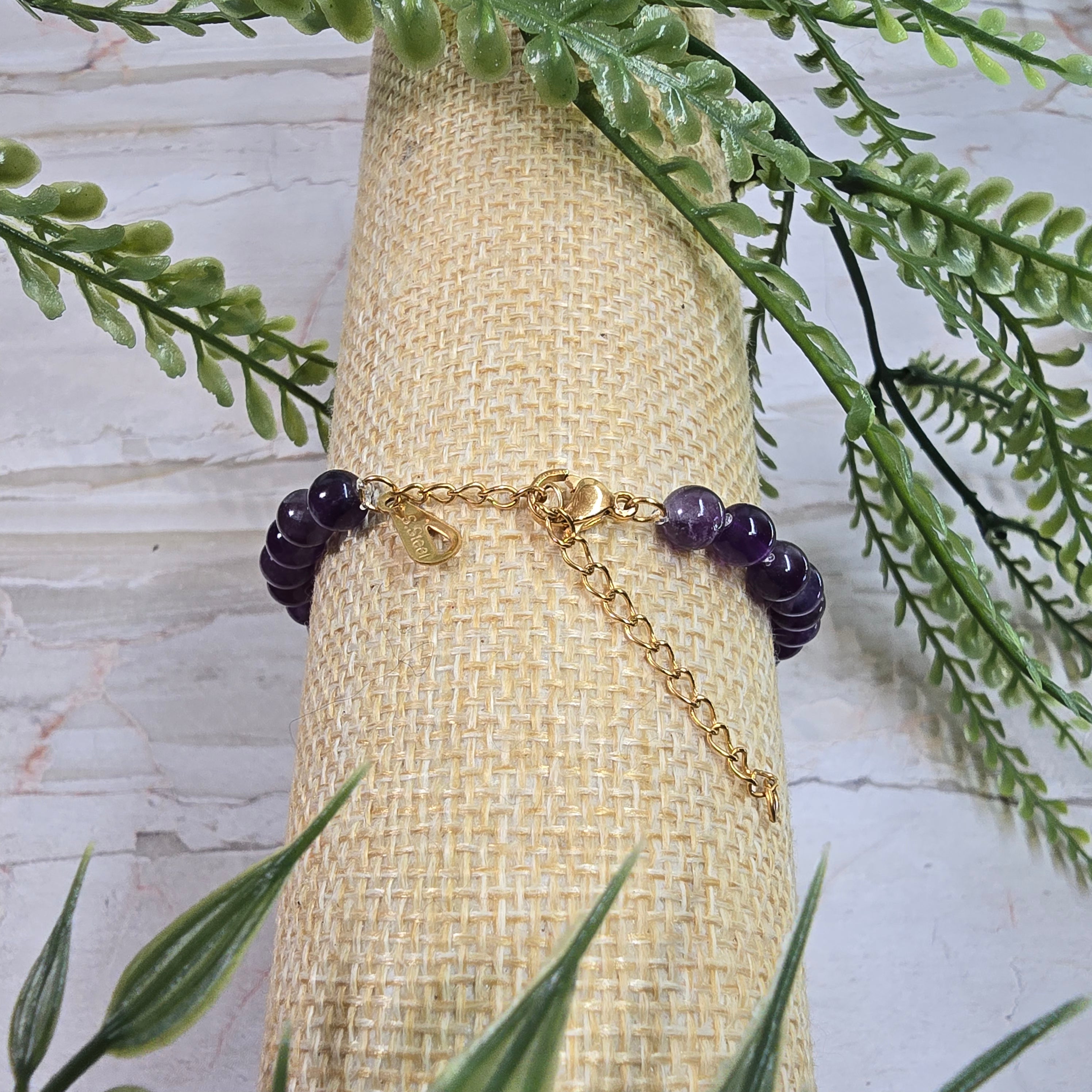 💜 Bracelet ajustable Améthyste 6 mm – sérénité & intuition