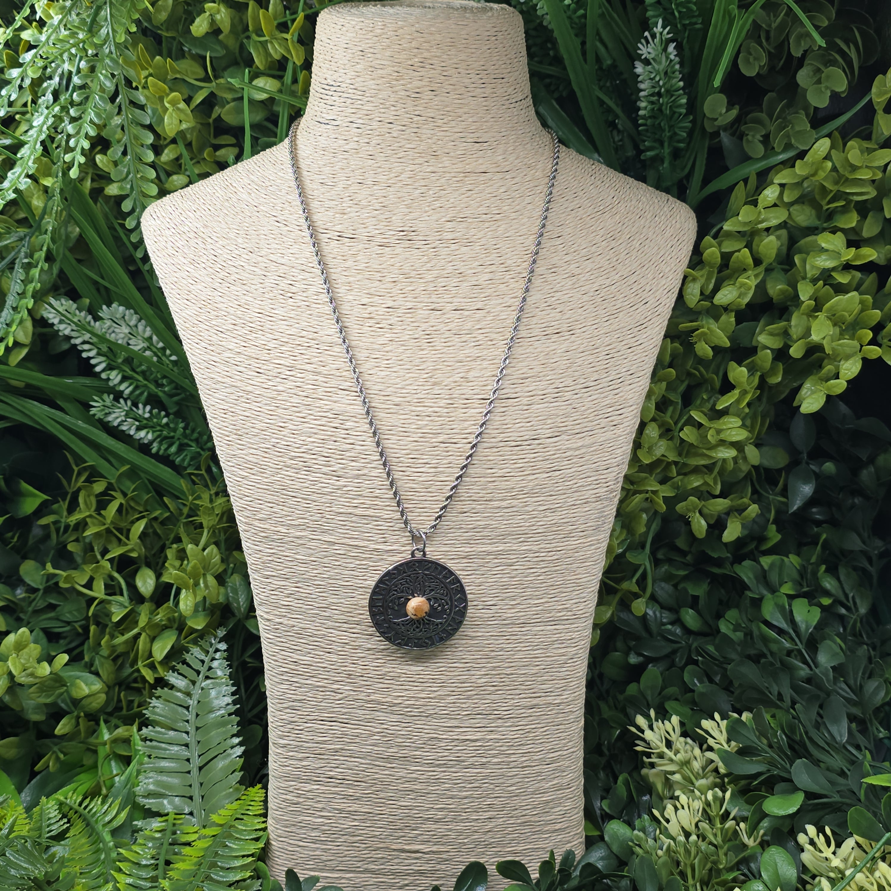 Collier “Yggdrasil Viking” – Jaspe paysage ✨