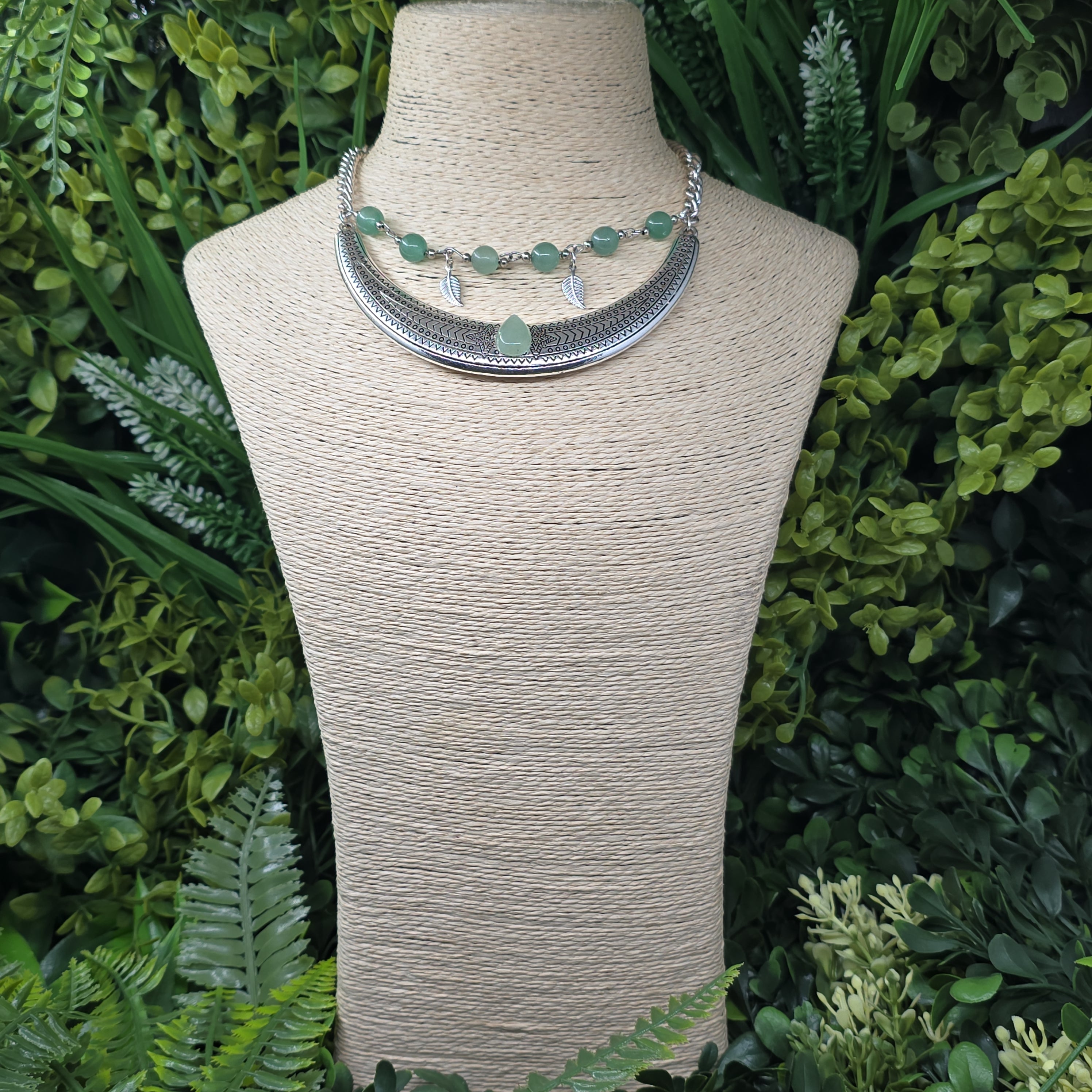 Ras-de-cou “Lune Bohème” – Aventurine verte ✨