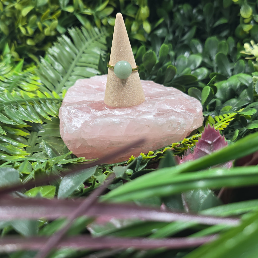 💚 Bague ajustable en aventurine verte – Chance & apaisement intérieur