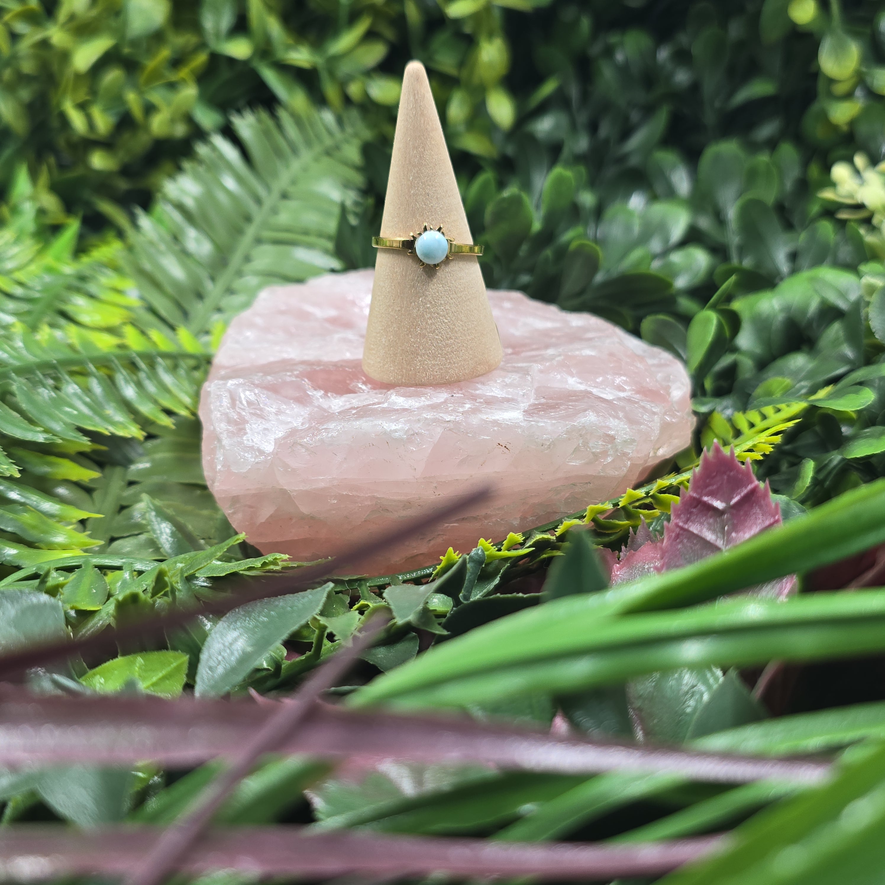 💙 Bague ajustable en larimar – Paix, douceur & communication du cœur