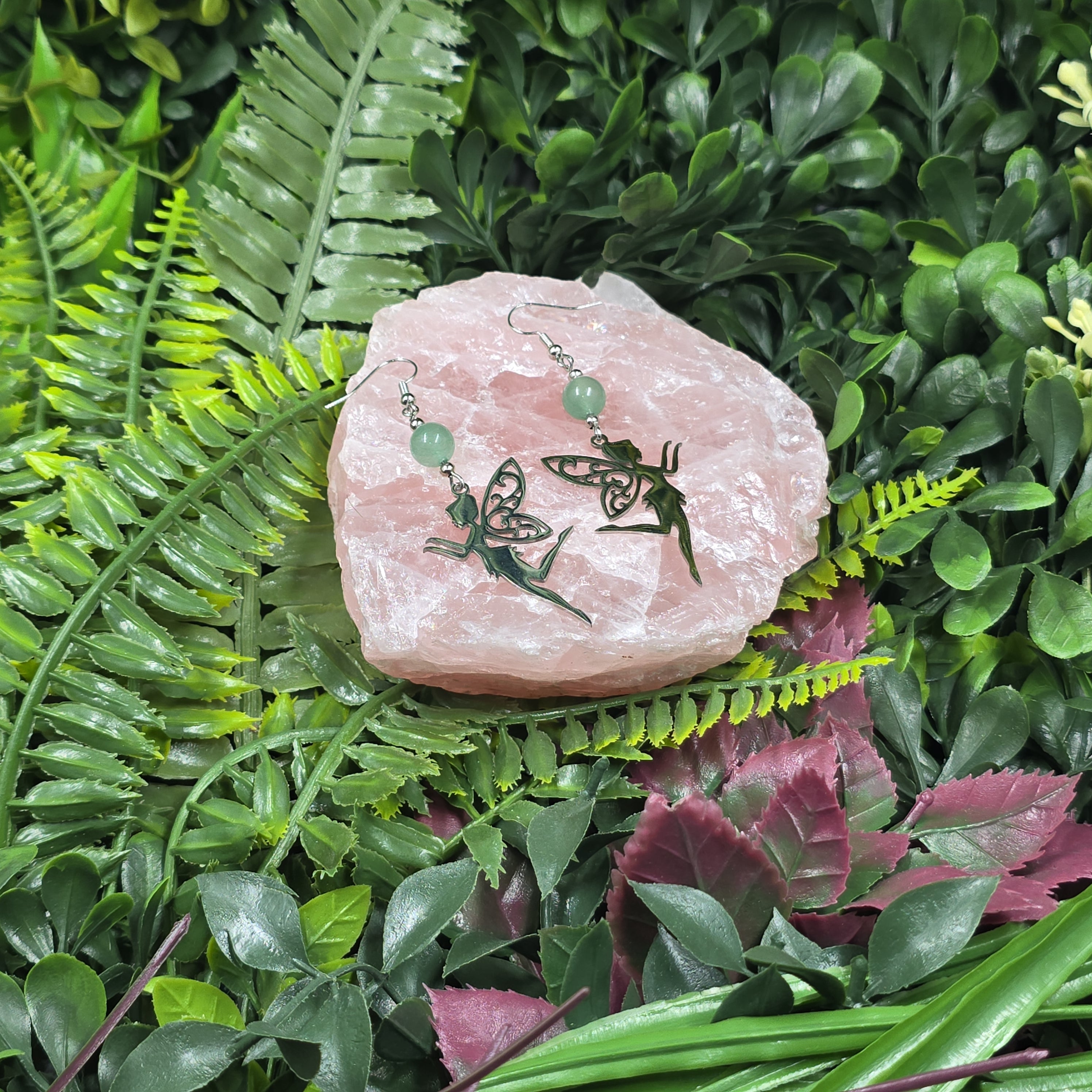 Boucles d’oreilles Fées & Aventurine verte – Chance, joie et douceur enchantée 🌿🧚‍♀️