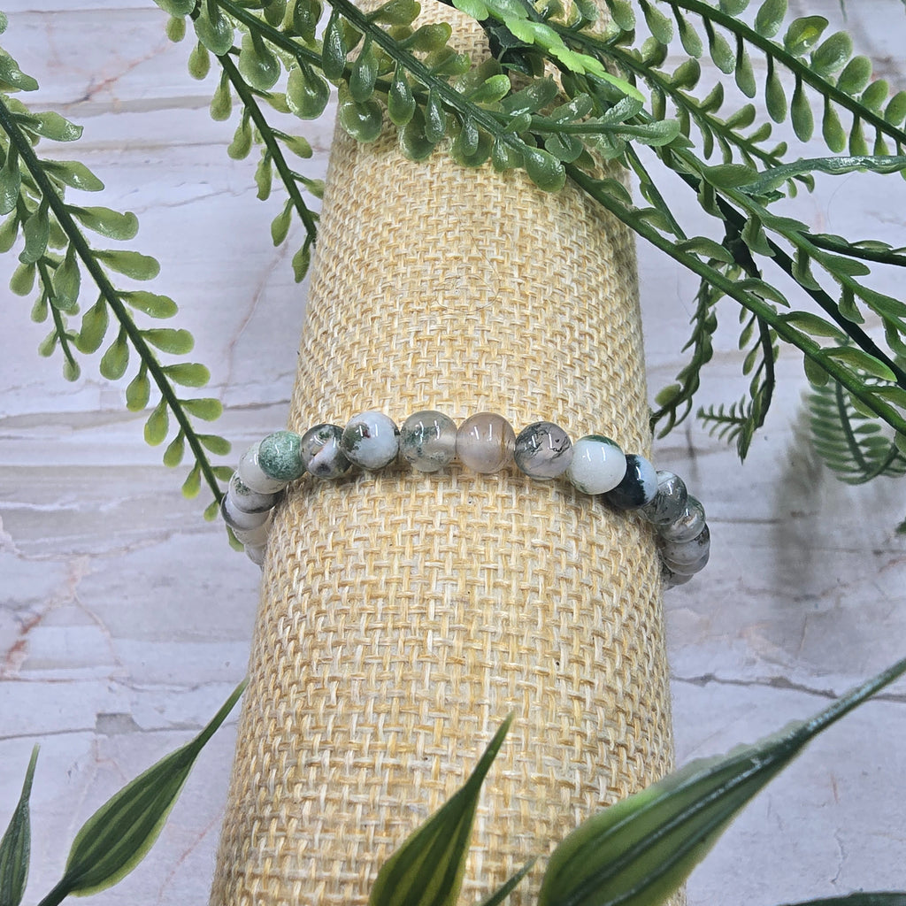🌿 Bracelet élastique Agate Arbre 6 mm – ancrage & sérénité