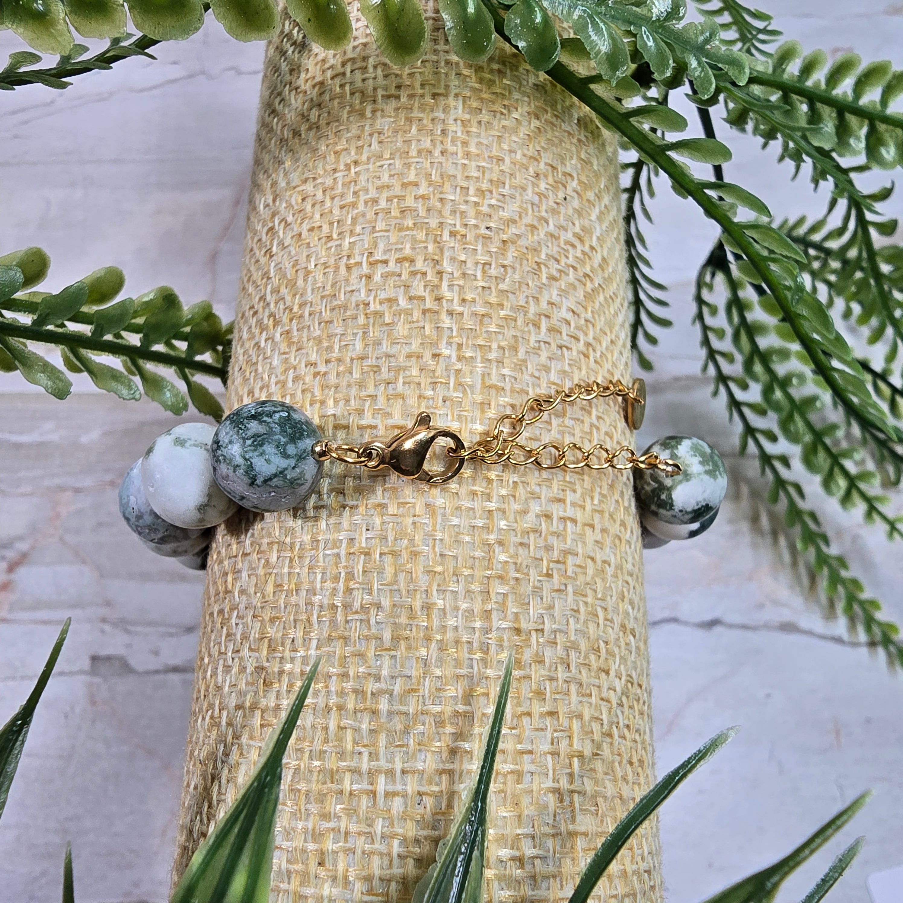 🌿 Bracelet ajustable Agate Arbre 10 mm mat – sérénité & équilibre