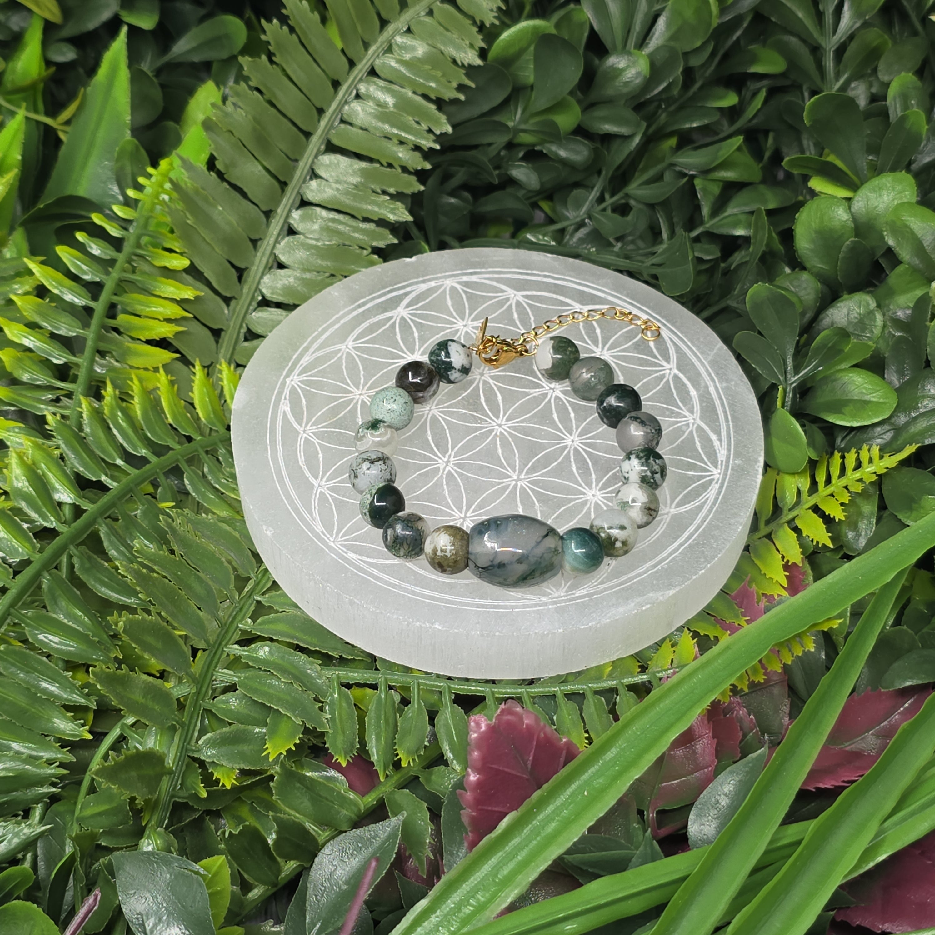 🌿 Bracelet ajustable Agate Arbre 8 mm mat – sérénité & équilibre