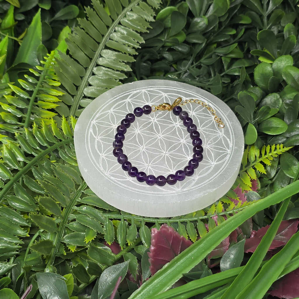 💜 Bracelet ajustable Améthyste 6 mm – sérénité & intuition