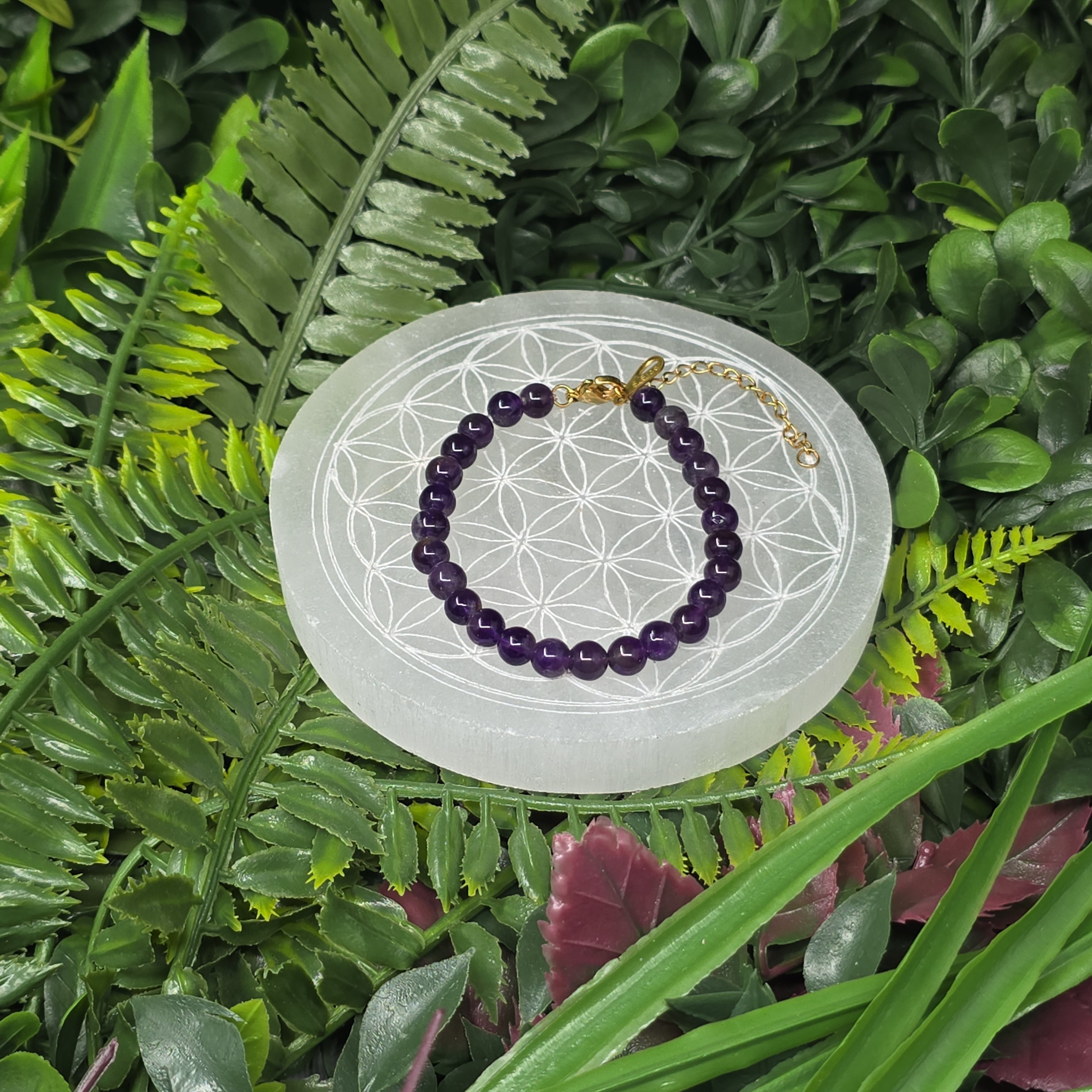 💜 Bracelet ajustable Améthyste 6 mm – sérénité & intuition