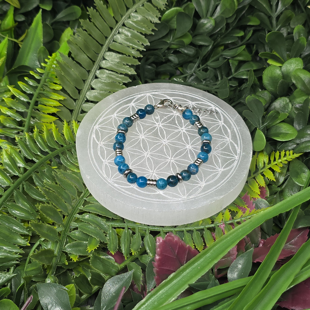 🌊 Bracelet ajustable Apatite 6 mm – clarté & énergie positive