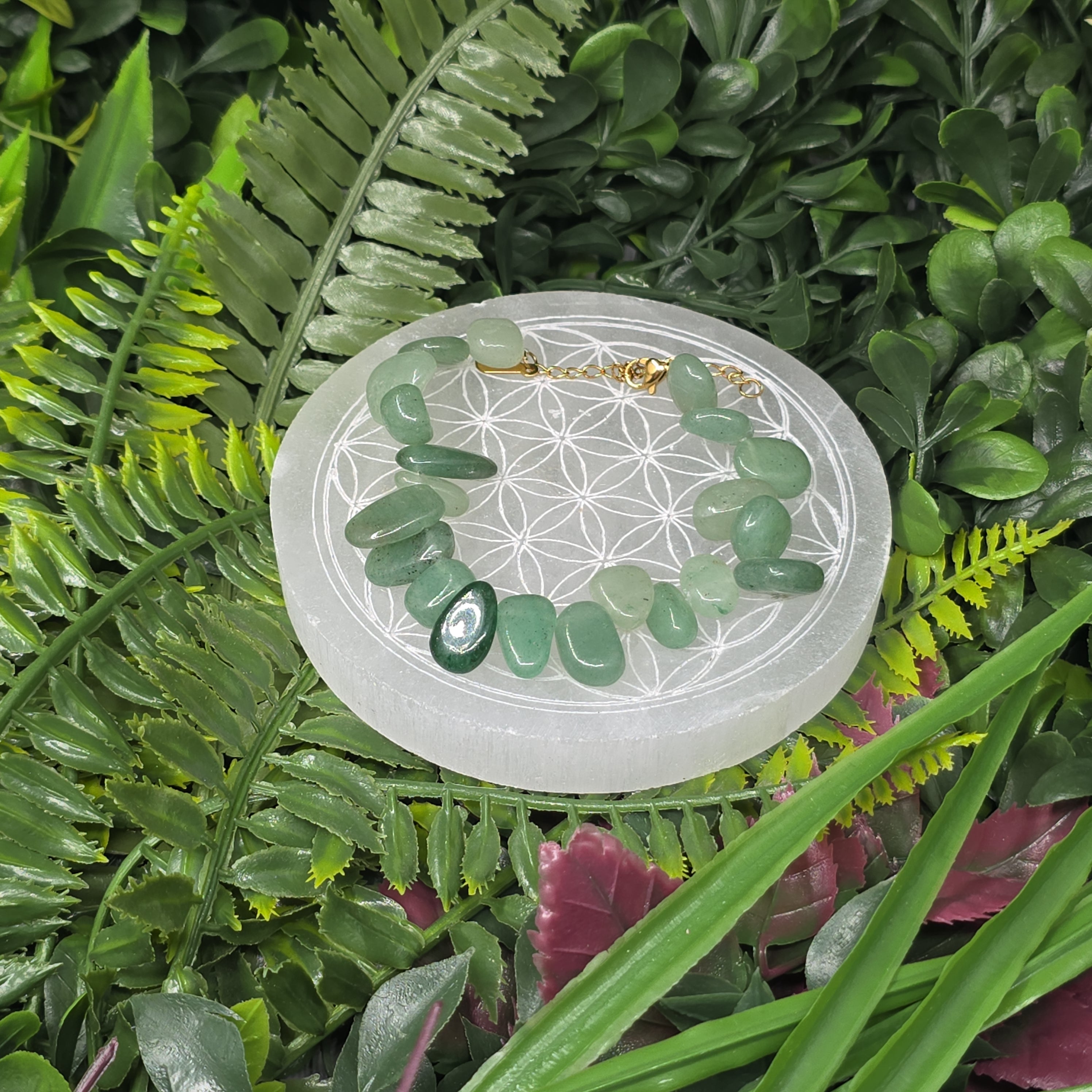 💚 Bracelet asymétrique ajustable Aventurine Verte – chance & harmonie