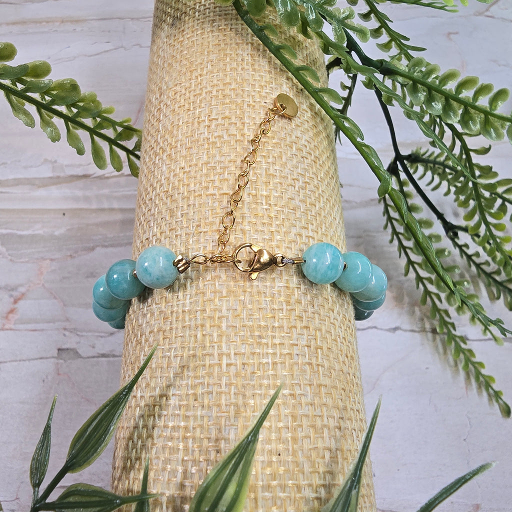 🌊 Bracelet ajustable Amazonite 8 mm – confiance & apaisement