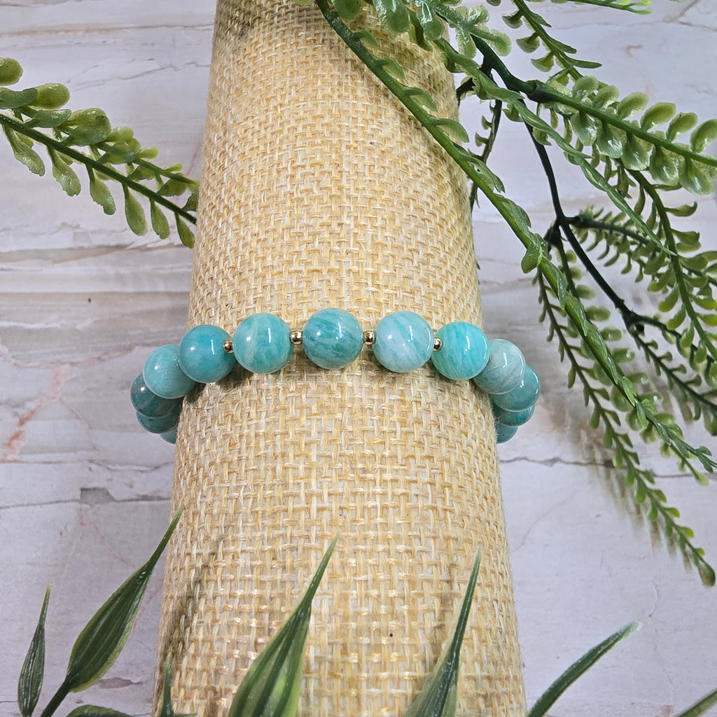 🌊 Bracelet ajustable Amazonite 8 mm – confiance & apaisement