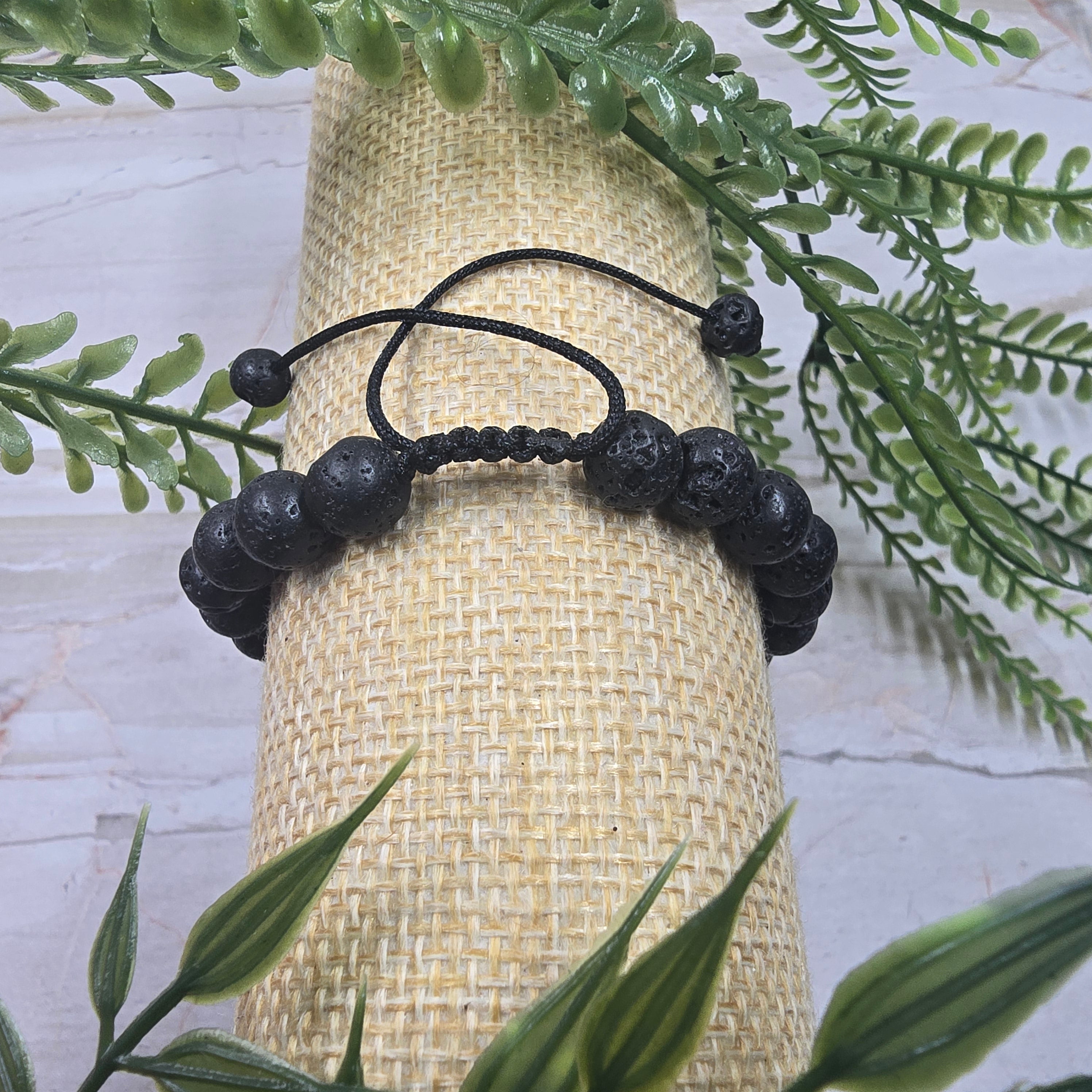 🔥 Bracelet Homme ajustable Pierre de Lave 8 mm – énergie & ancrage