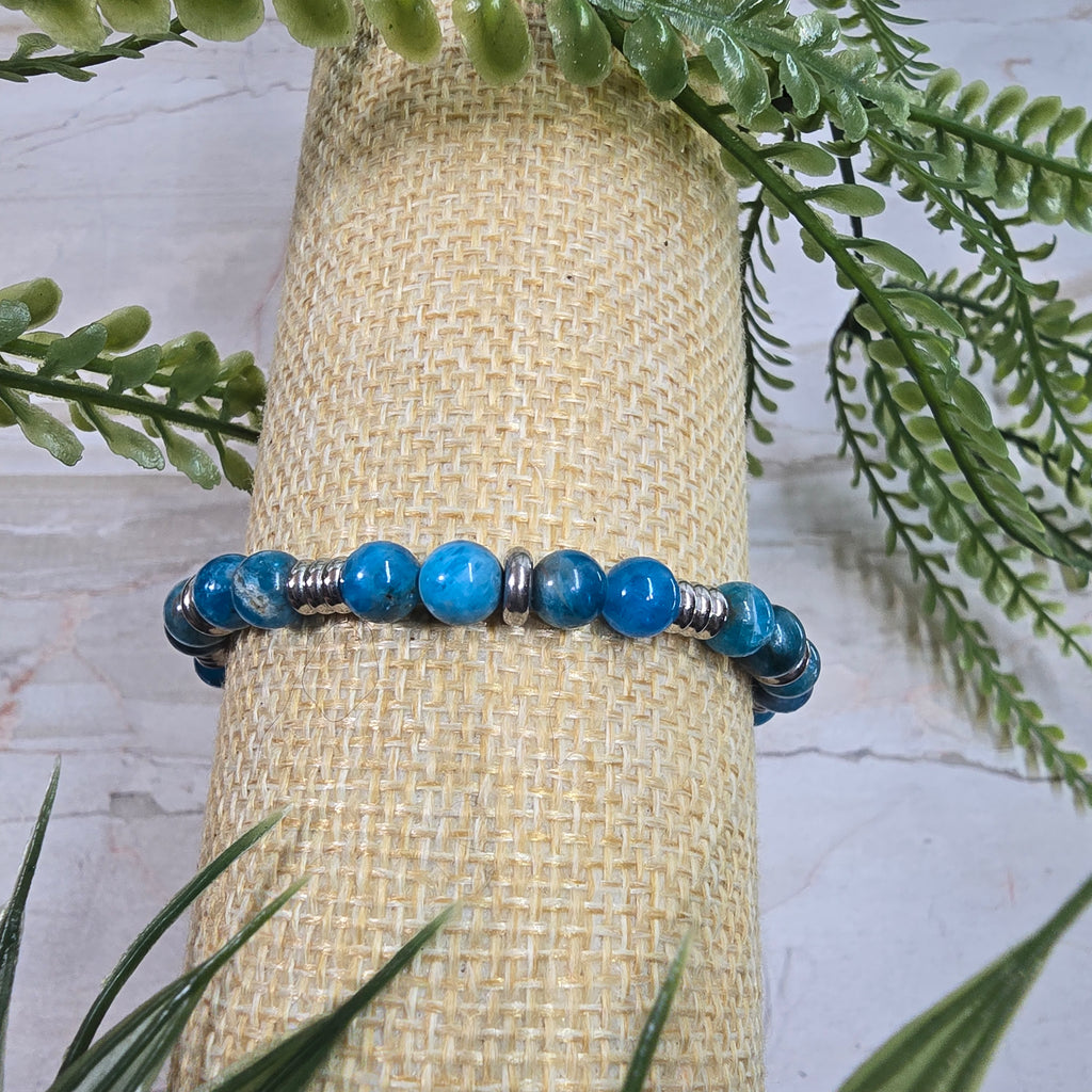 🌊 Bracelet ajustable Apatite 6 mm – clarté & énergie positive