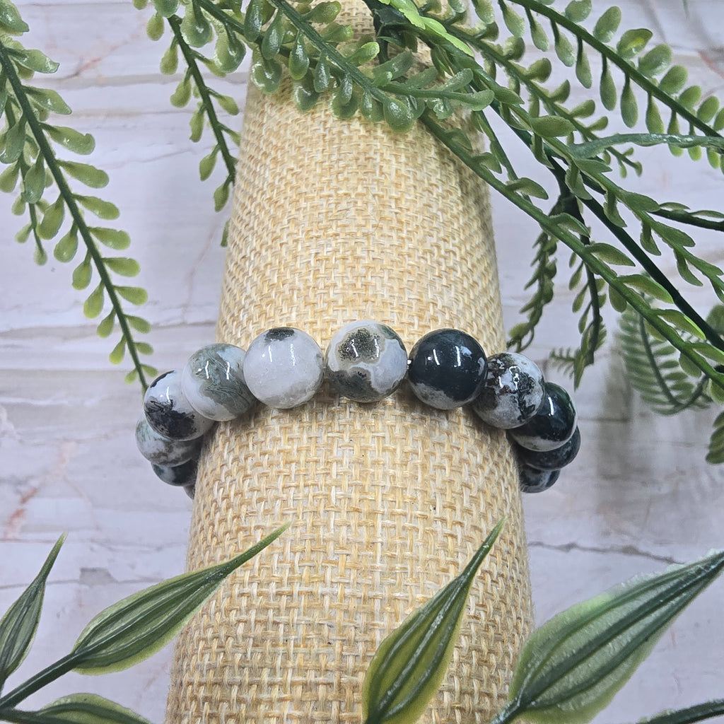 🌿 Bracelet élastique Agate Arbre 10 mm – ancrage & sérénité