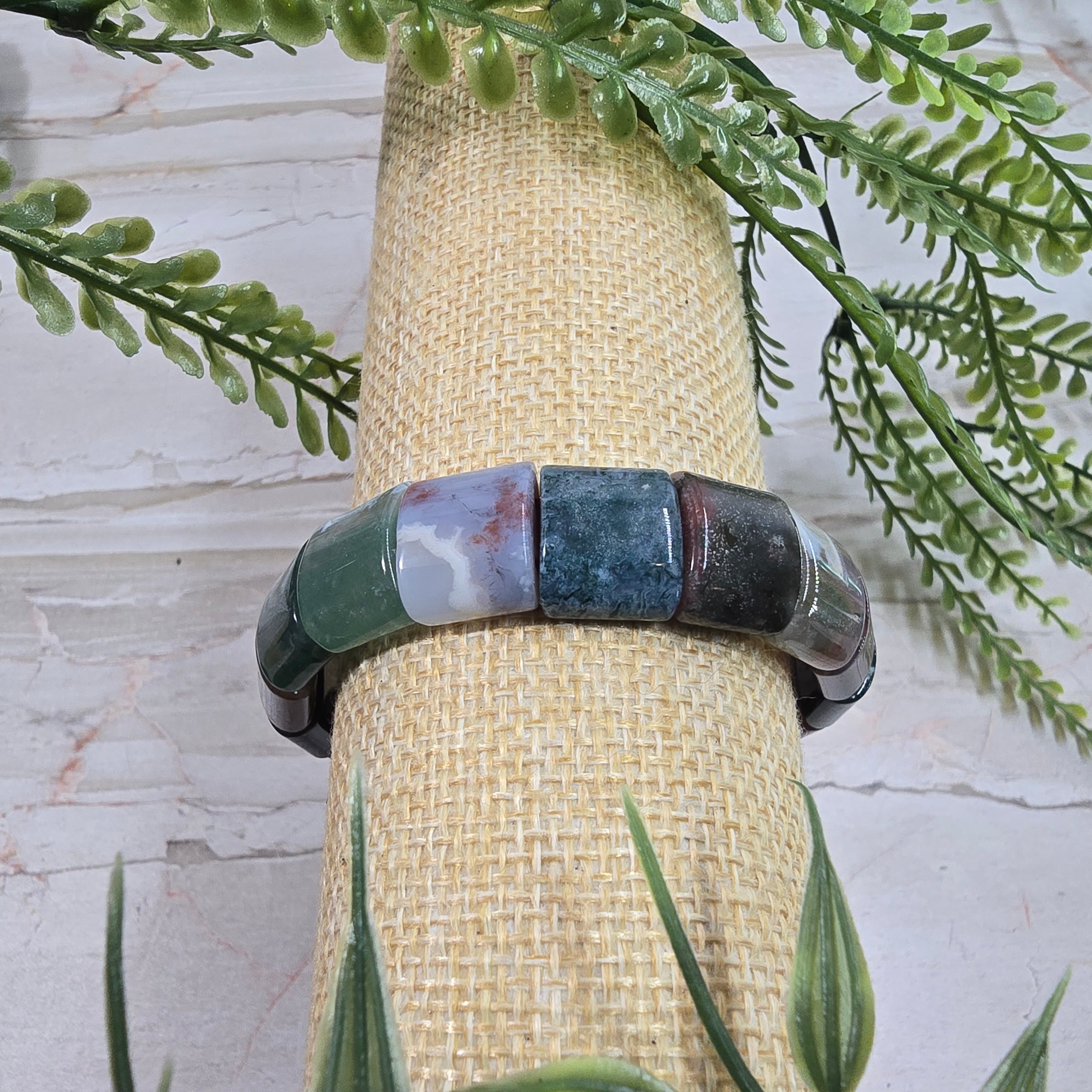 🌿 Bracelet Élastique Agate Indienne✨ Harmonie & ancrage tout en couleurs