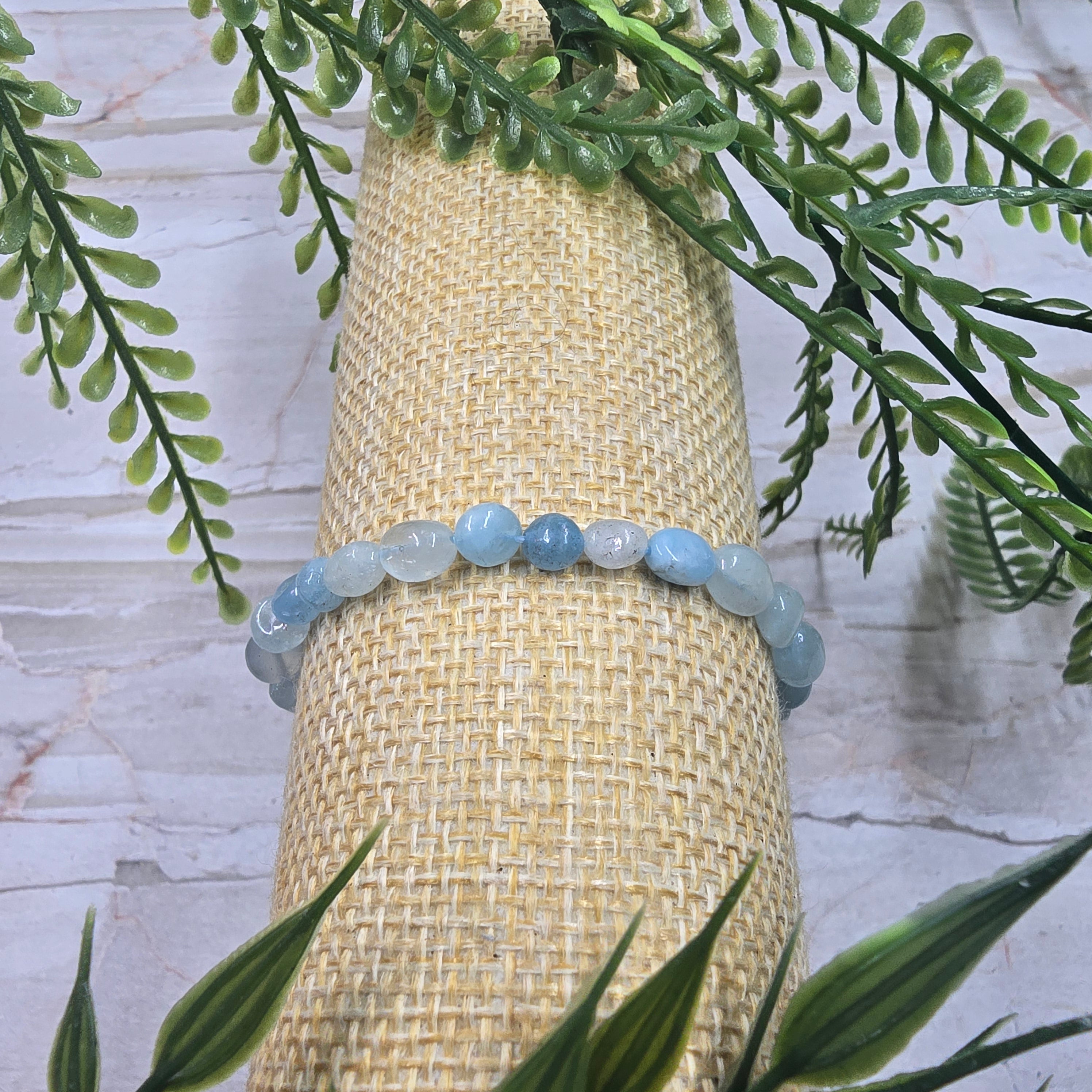 💙 Bracelet élastique Aigue-Marine – douceur & sérénité