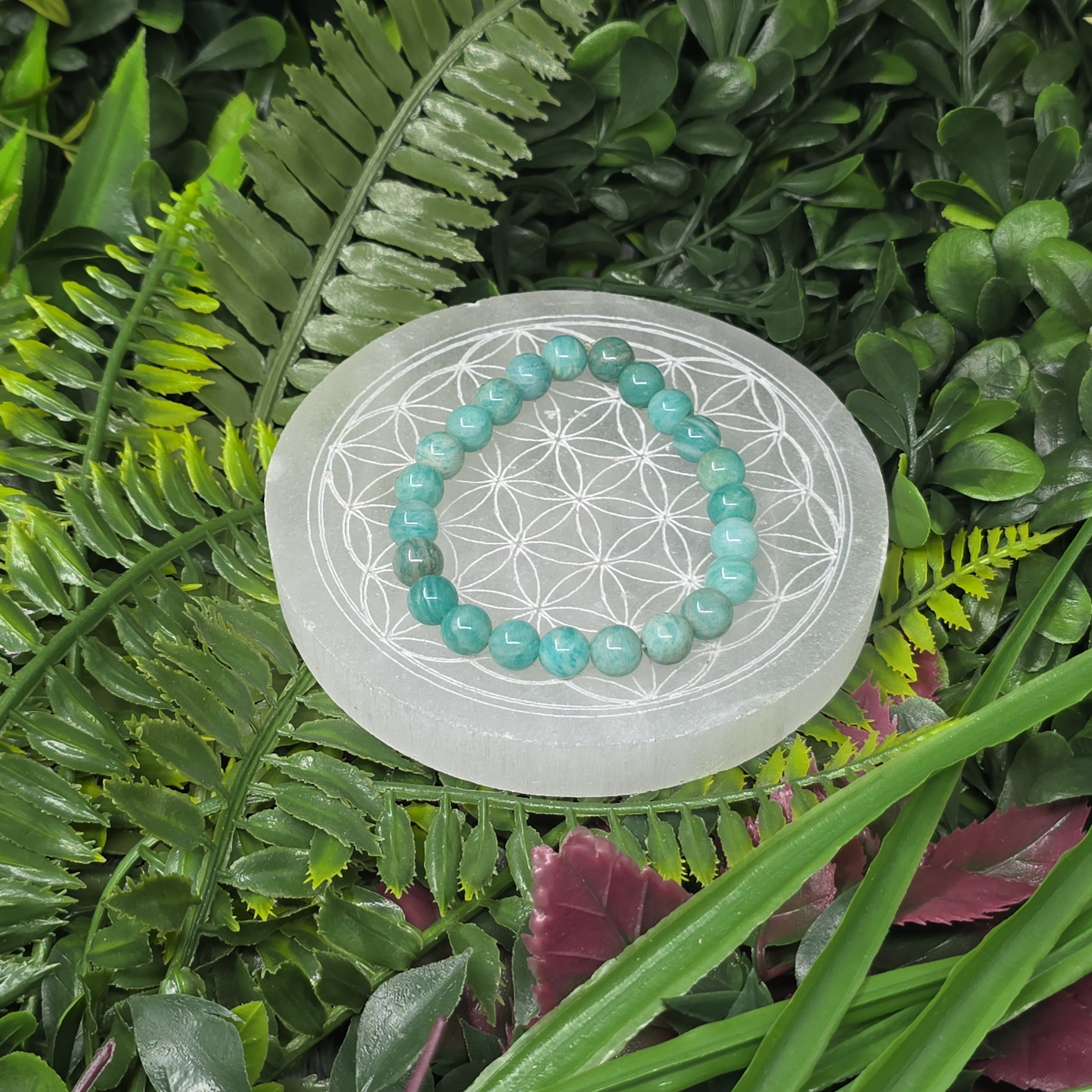 💚 Bracelet élastique Amazonite 8 mm – apaisement & confiance