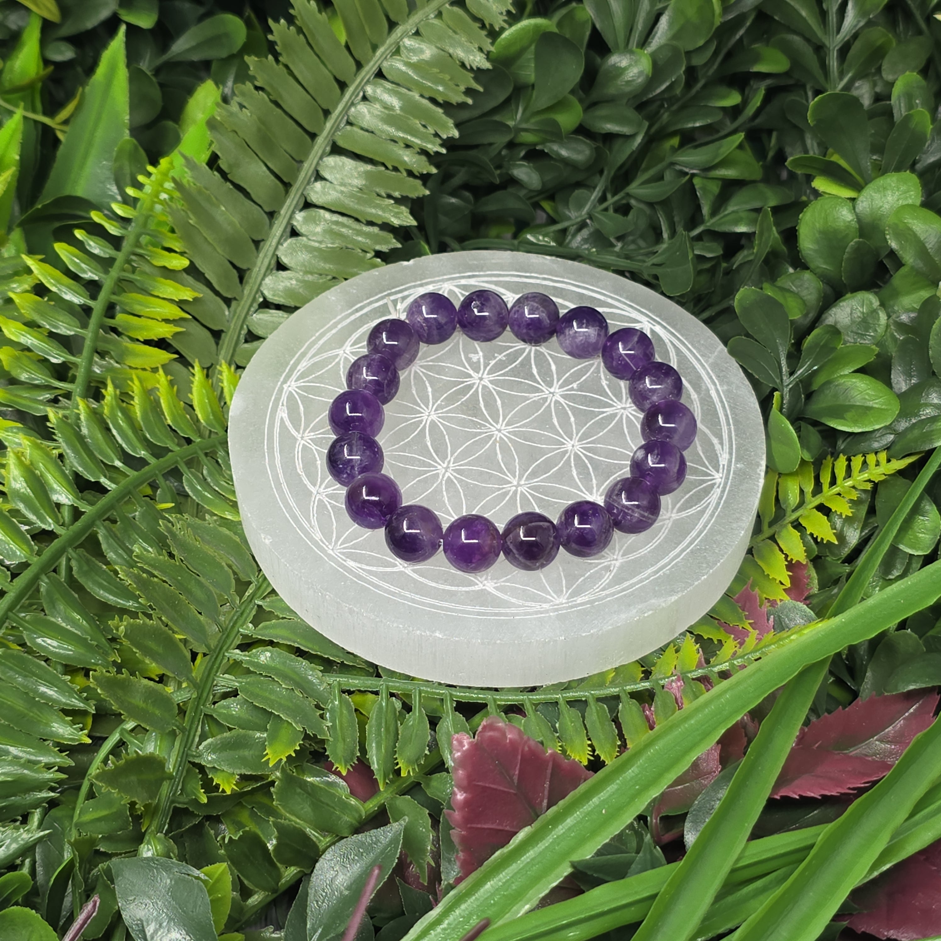 💜 Bracelet élastique Améthyste 10 mm – sérénité & intuition