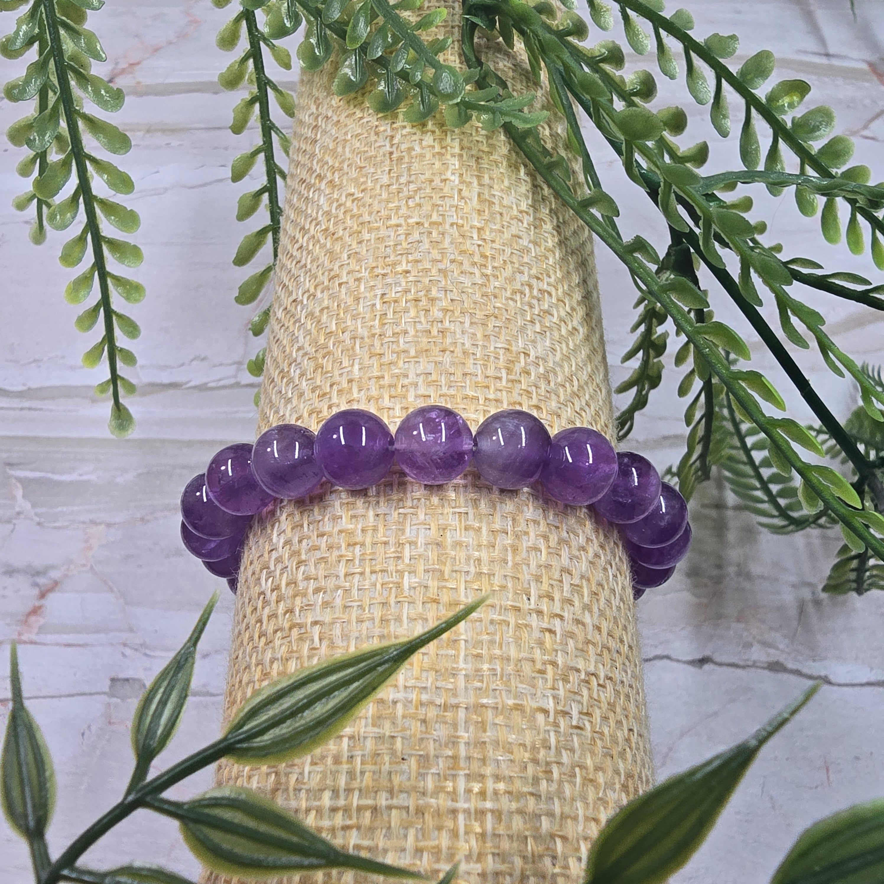💜 Bracelet élastique Améthyste 8 mm – sérénité & intuition