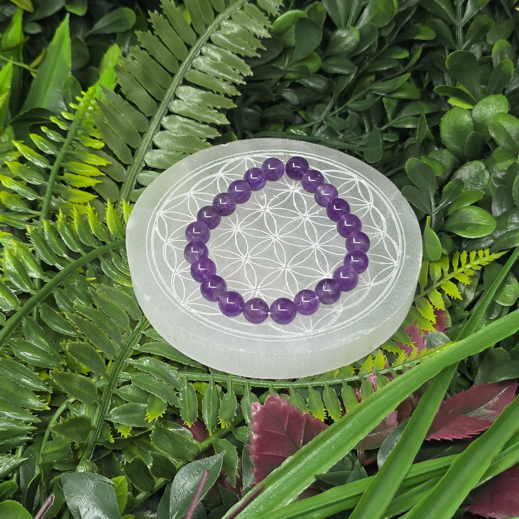 💜 Bracelet élastique Améthyste 8 mm – sérénité & intuition
