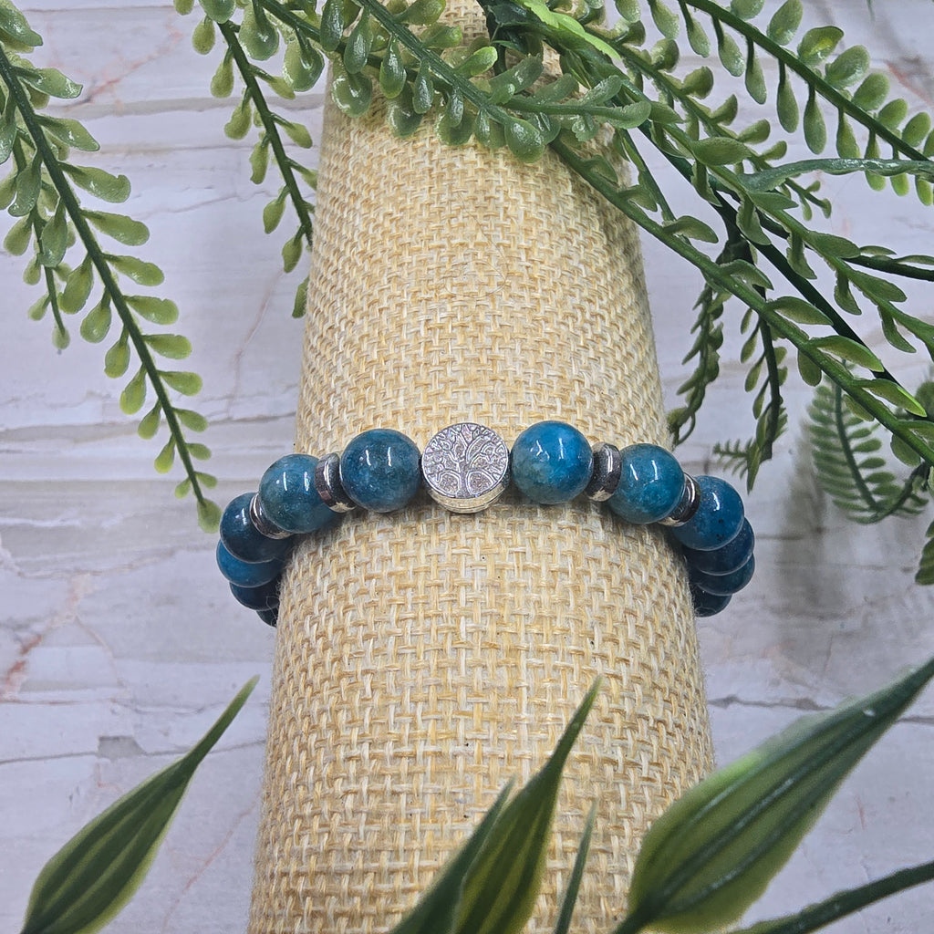 💙 Bracelet élastique Apatite 8 mm – clarté & énergie positive