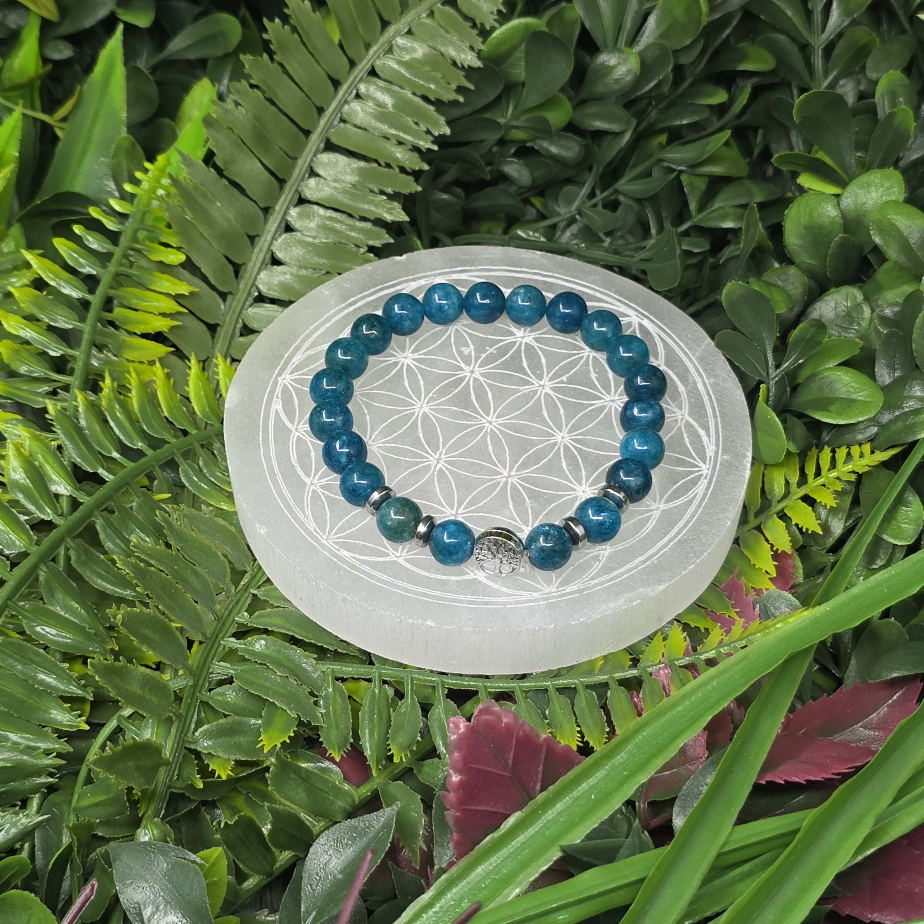 💙 Bracelet élastique Apatite 8 mm – clarté & énergie positive