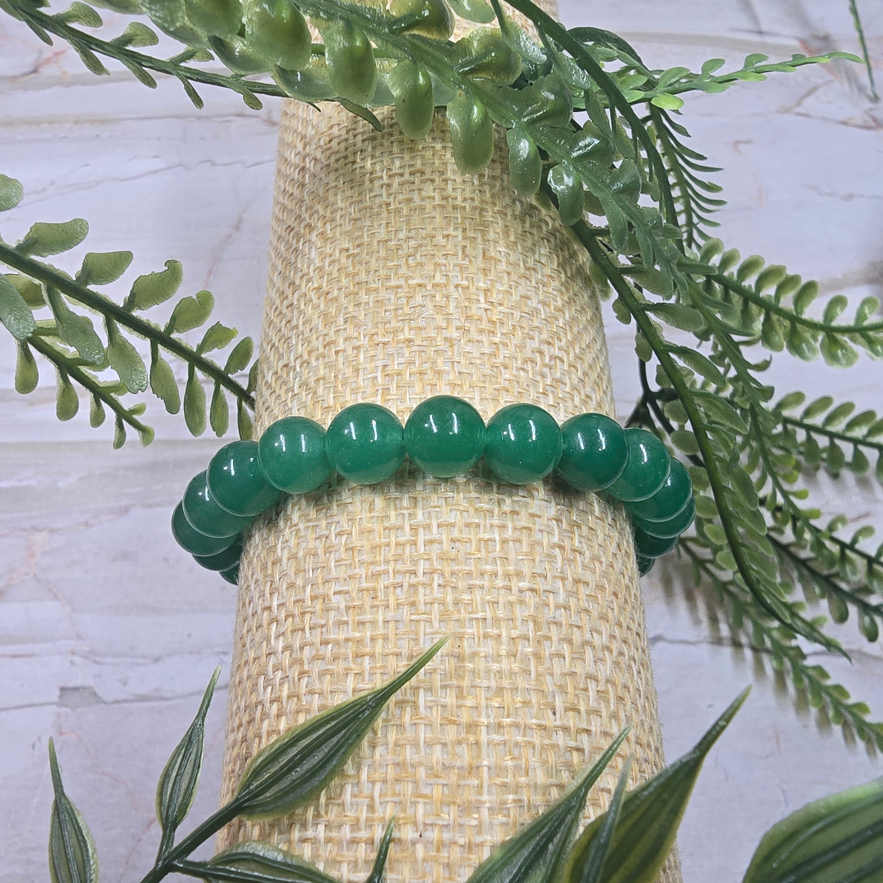 💚 Bracelet élastique Aventurine Verte 8 mm – chance & harmonie