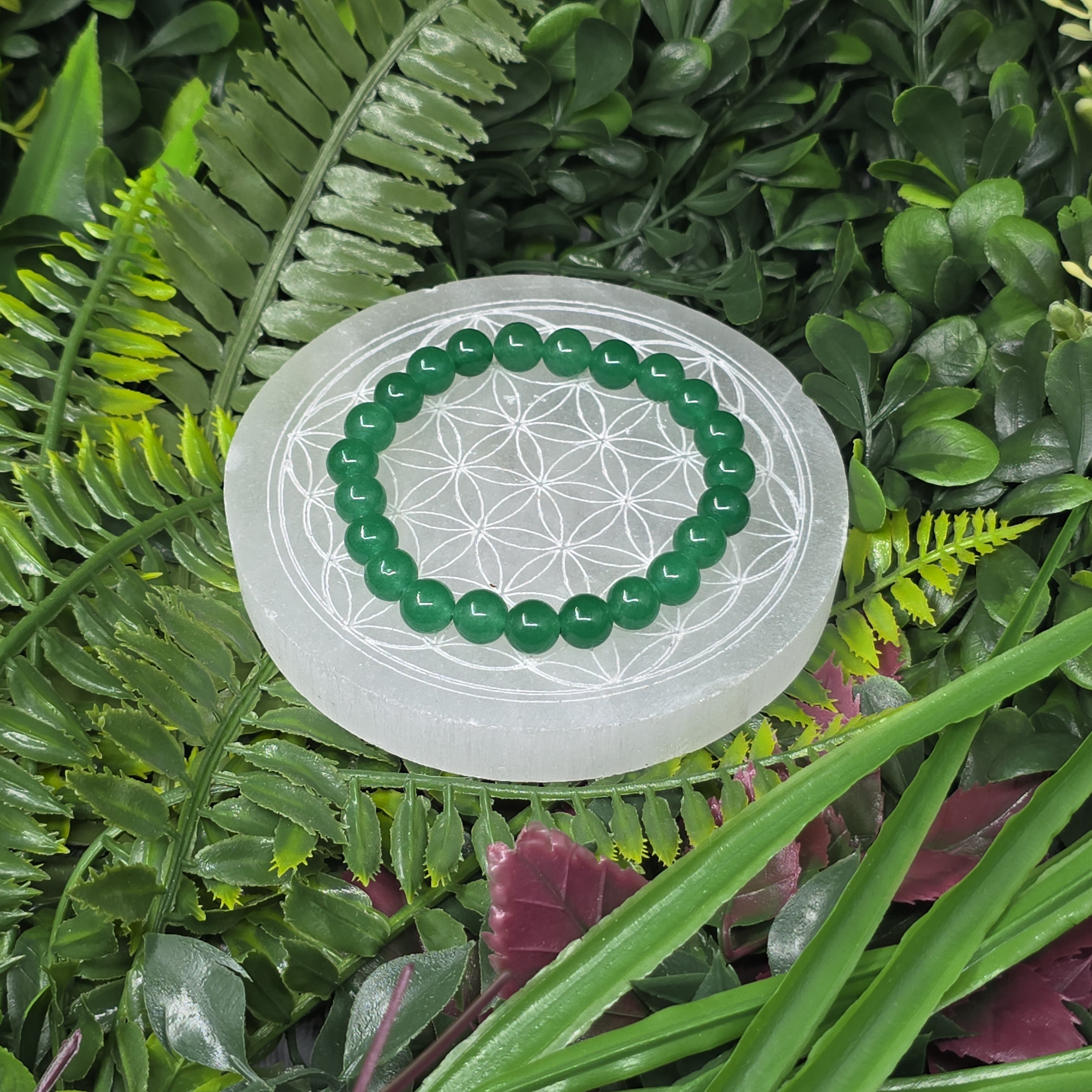 💚 Bracelet élastique Aventurine Verte 8 mm – chance & harmonie