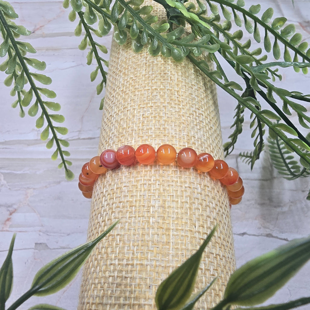 🔥 Bracelet élastique Cornaline 6 mm – vitalité & joie