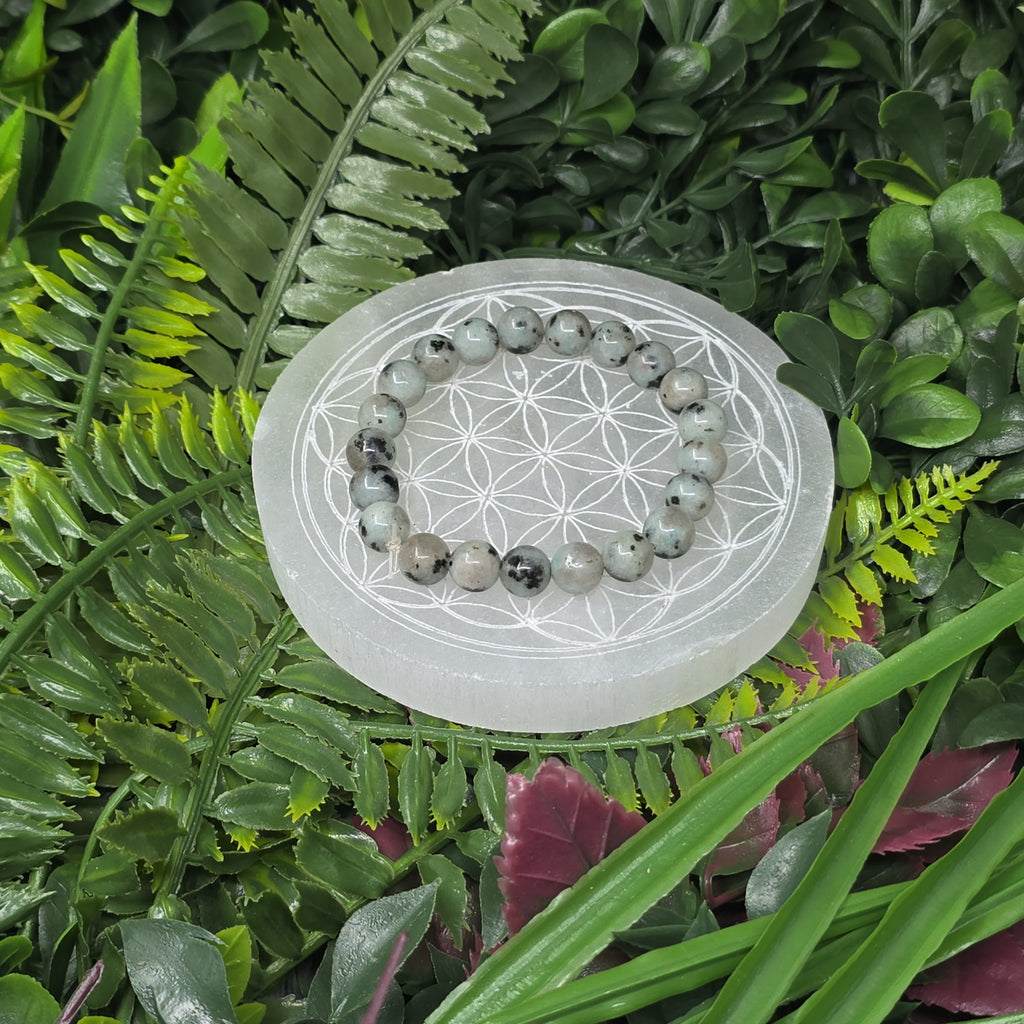 🥝💚 Bracelet élastique Jaspe Kiwi 8 mm – vitalité & équilibre