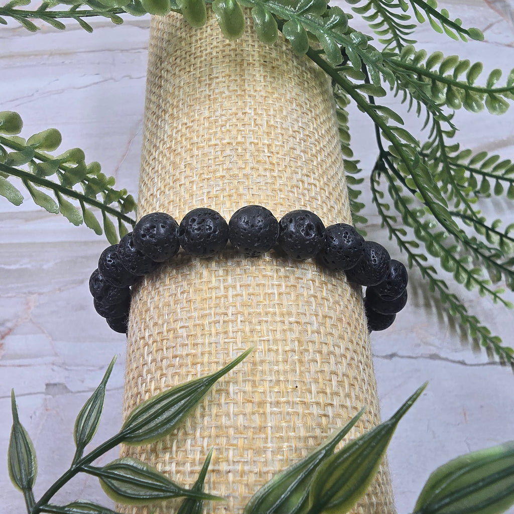 🔥 Bracelet Homme ajustable Pierre de Lave 8 mm – énergie & ancrage