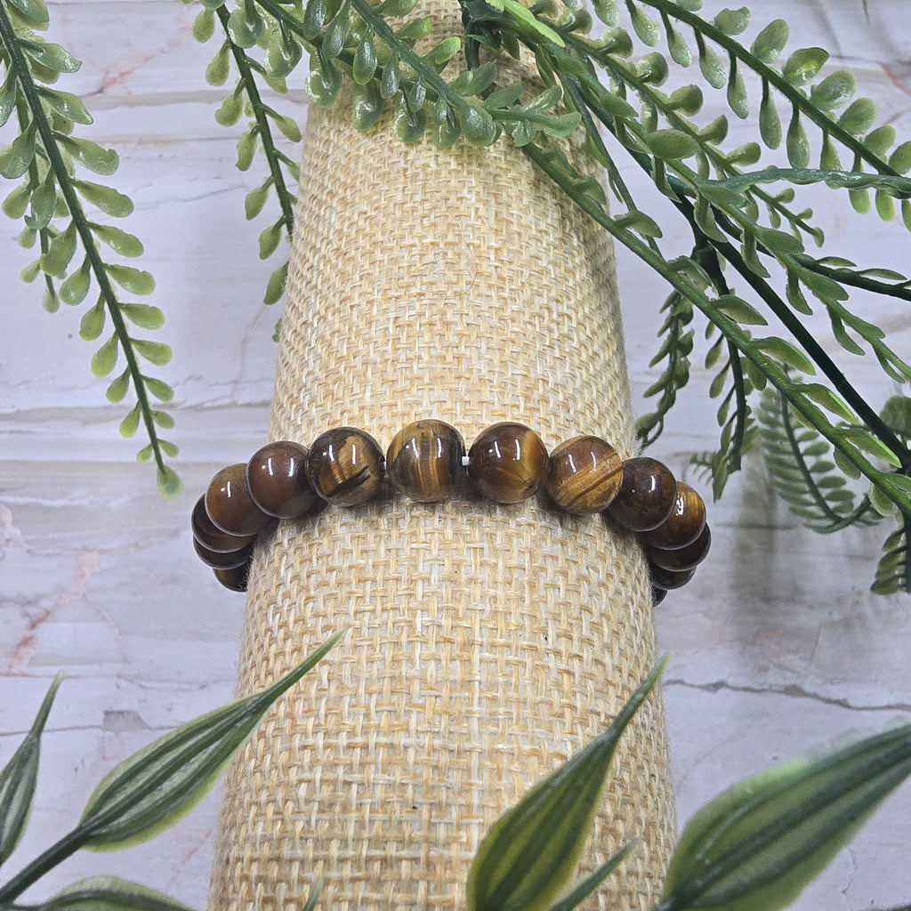 🐯 Bracelet élastique Œil de Tigre 8 mm – confiance & protection