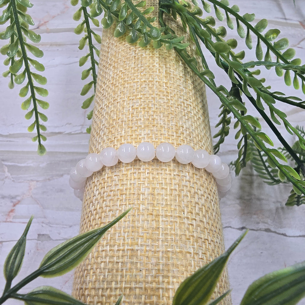 💗 Bracelet élastique Quartz Rose 6 mm – amour & douceur