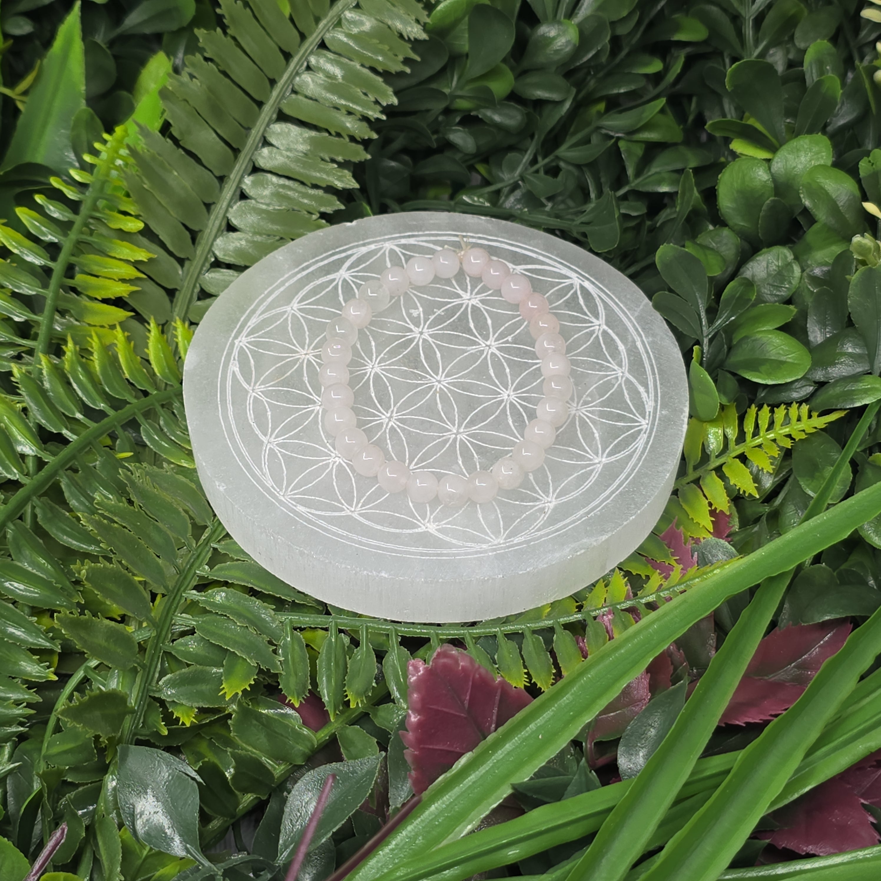 💗 Bracelet élastique Quartz Rose 6 mm – amour & douceur