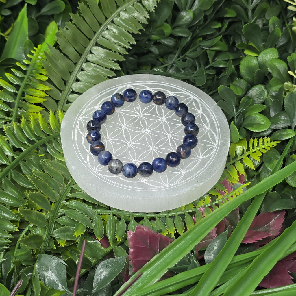 🔵 Bracelet élastique Sodalite 8 mm – clarté & sérénité