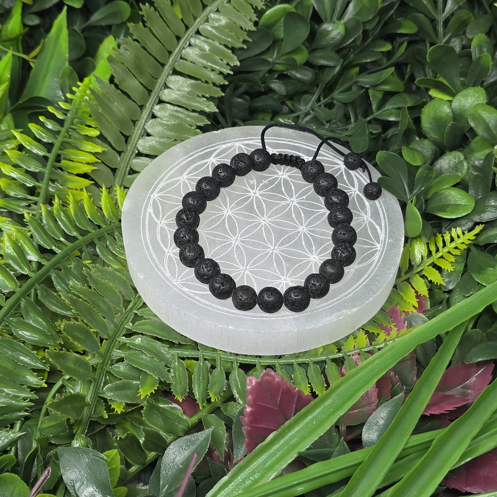 🔥 Bracelet Homme ajustable Pierre de Lave 8 mm – énergie & ancrage