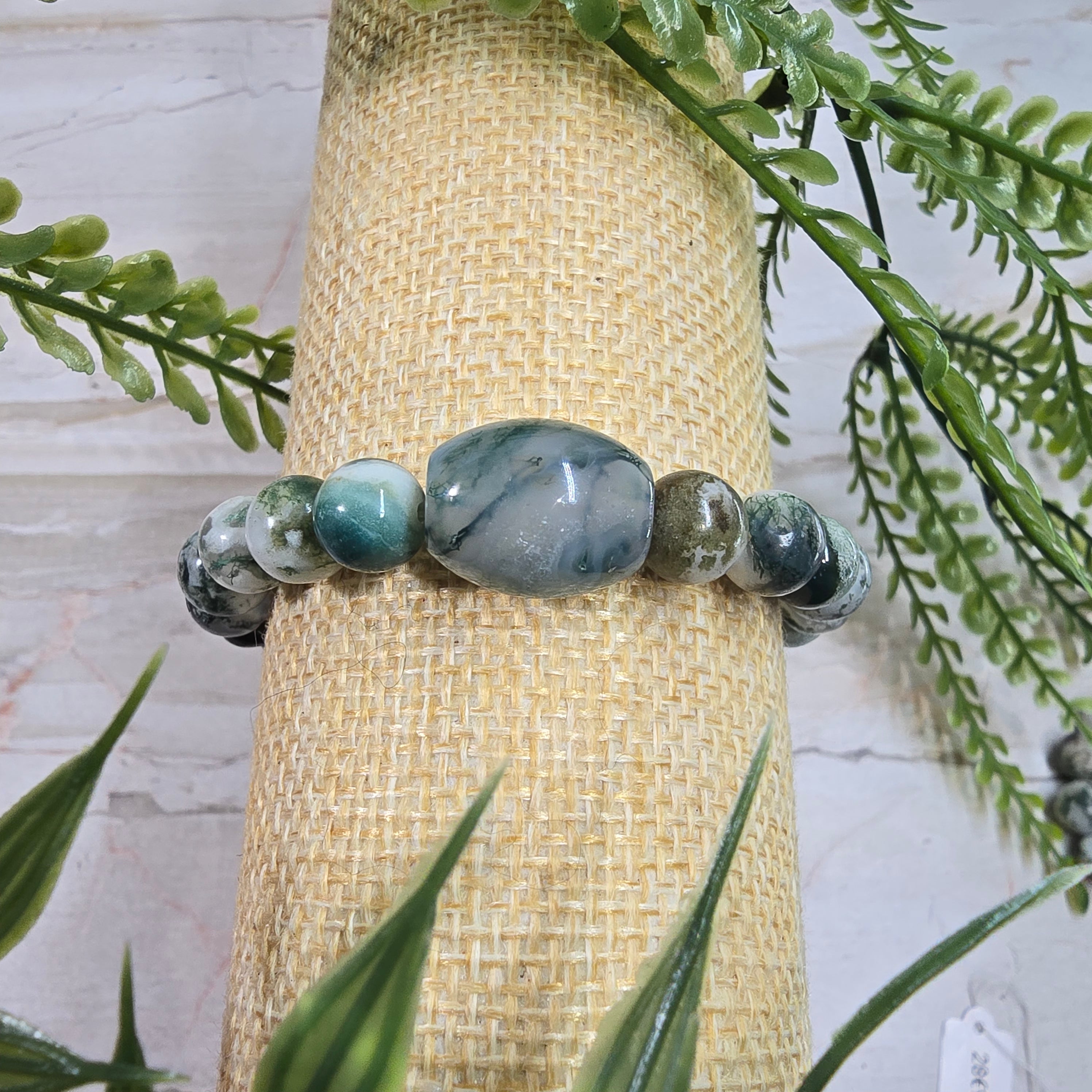 🌿 Bracelet ajustable Agate Arbre 8 mm mat – sérénité & équilibre