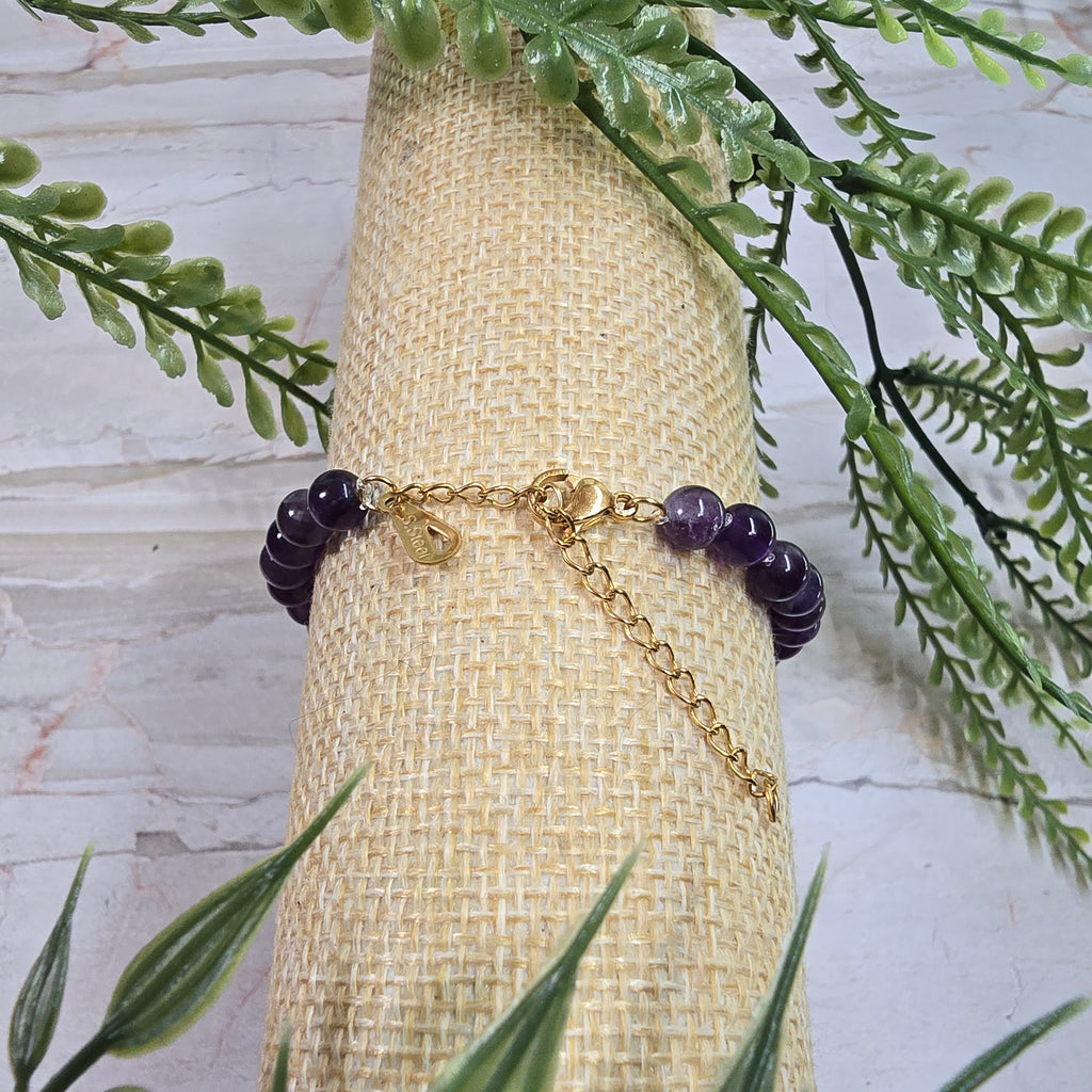 💜 Bracelet ajustable Améthyste 6 mm – sérénité & intuition