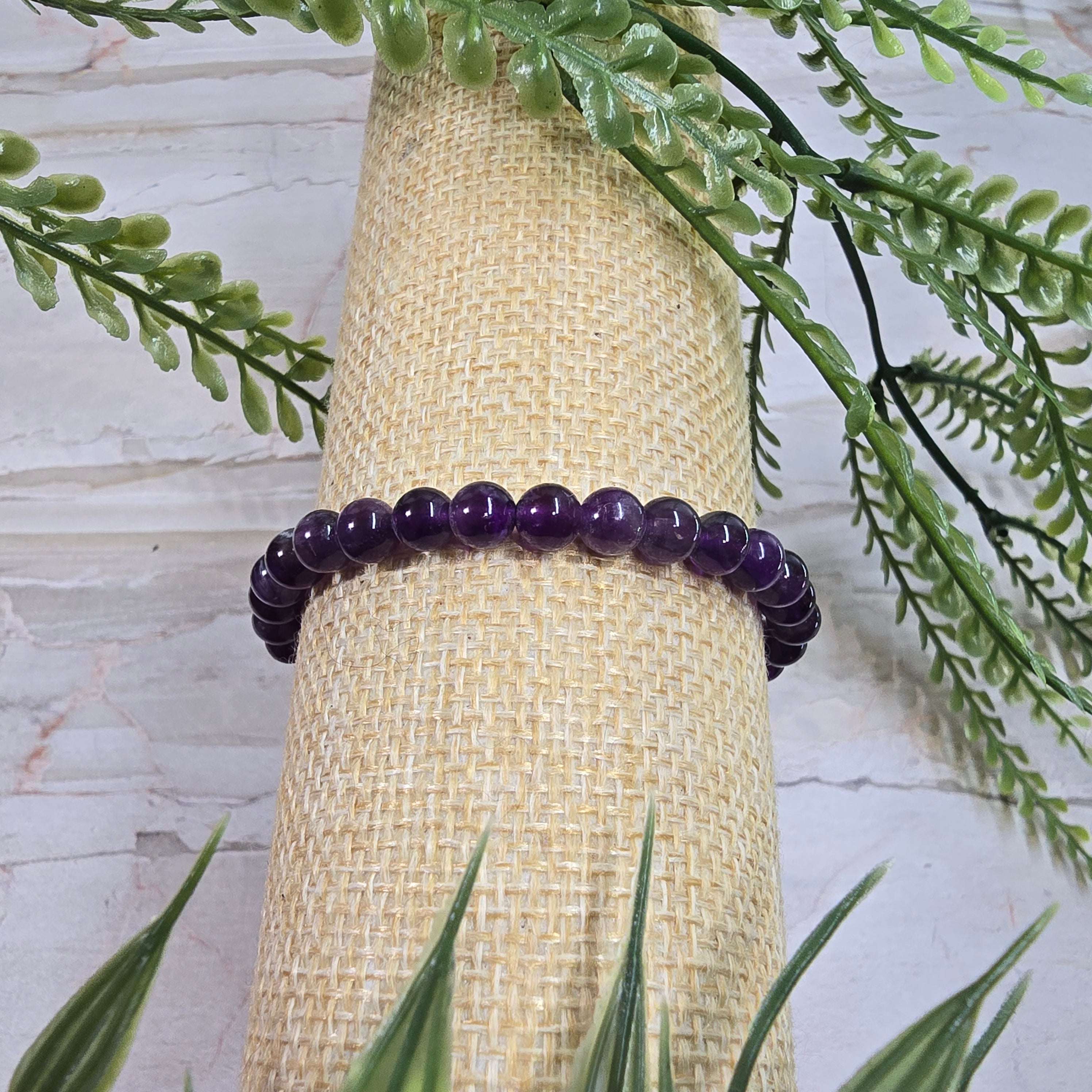 💜 Bracelet ajustable Améthyste 6 mm – sérénité & intuition
