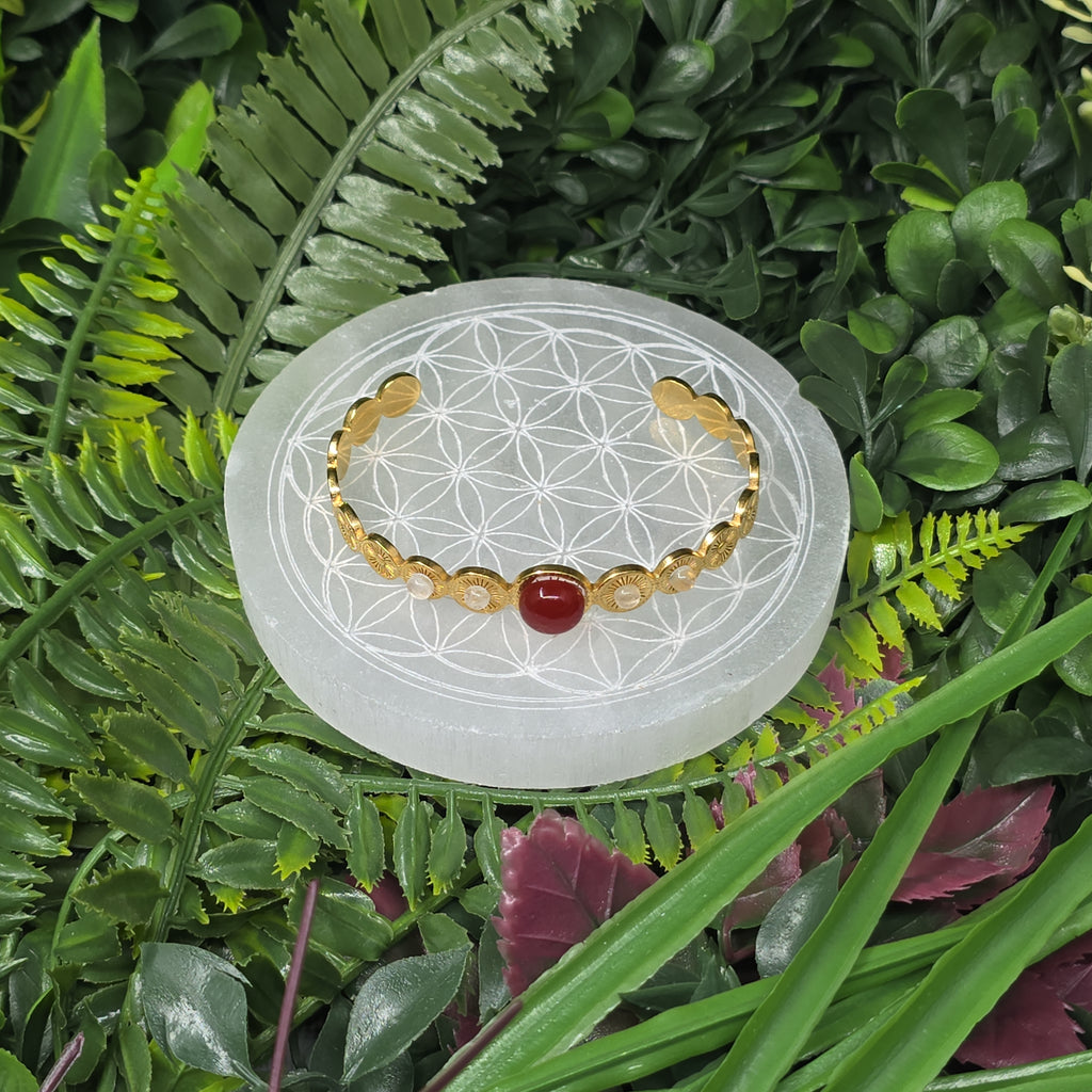 🌞 Bracelet Jonc Cornaline & Pierre de Lune (Péristérite) 🌙 Énergie solaire & intuition lunaire ✨